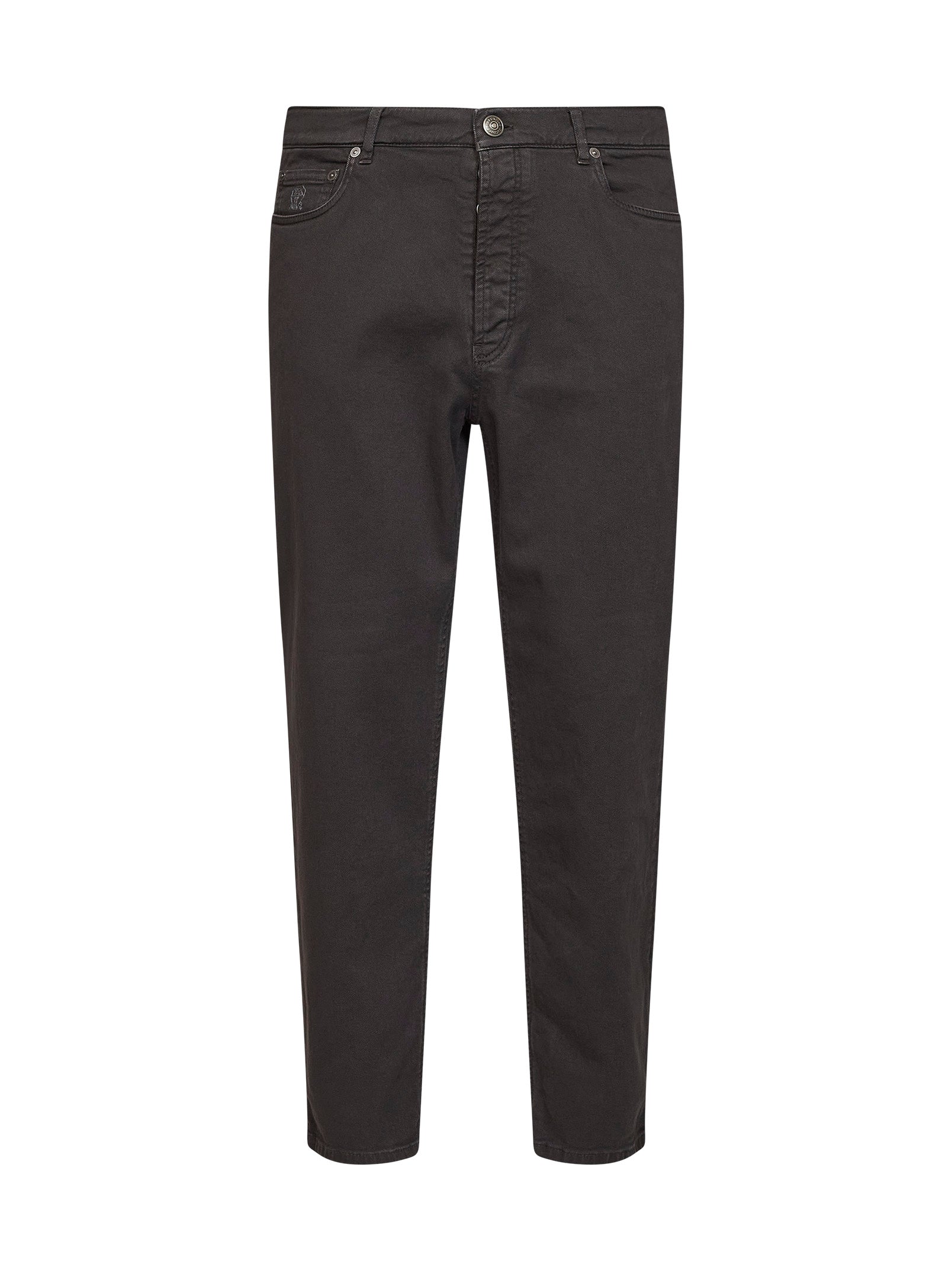 Brunello Cucinelli Men Dark Brown Garment-Dyed Lightweight Comfort Denim Iconic Fit Jeans BRUNELLO CUCINELLI