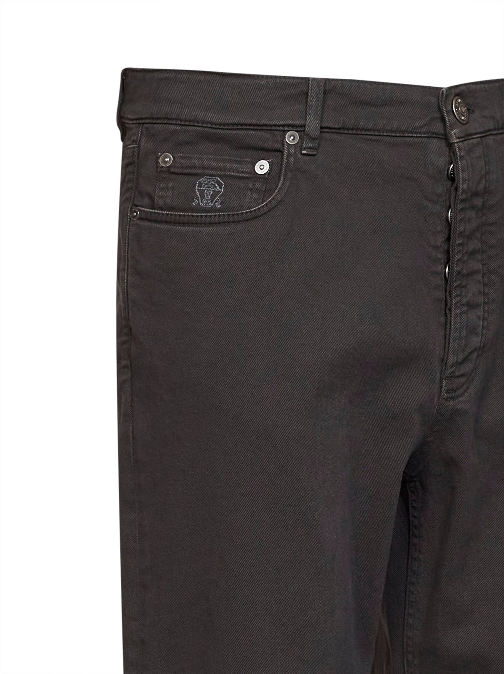 Brunello Cucinelli Men Dark Brown Garment-Dyed Lightweight Comfort Denim Iconic Fit Jeans BRUNELLO CUCINELLI