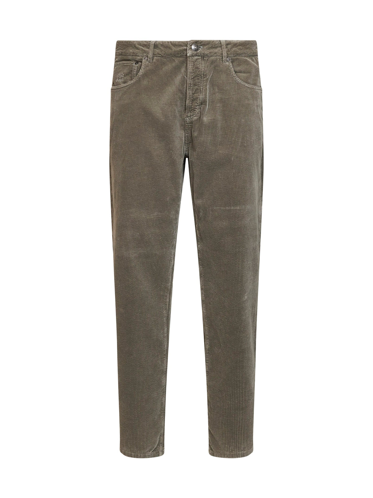 Brunello Cucinelli Men Mud Garment-Dyed Cotton Corduroy Trousers BRUNELLO CUCINELLI