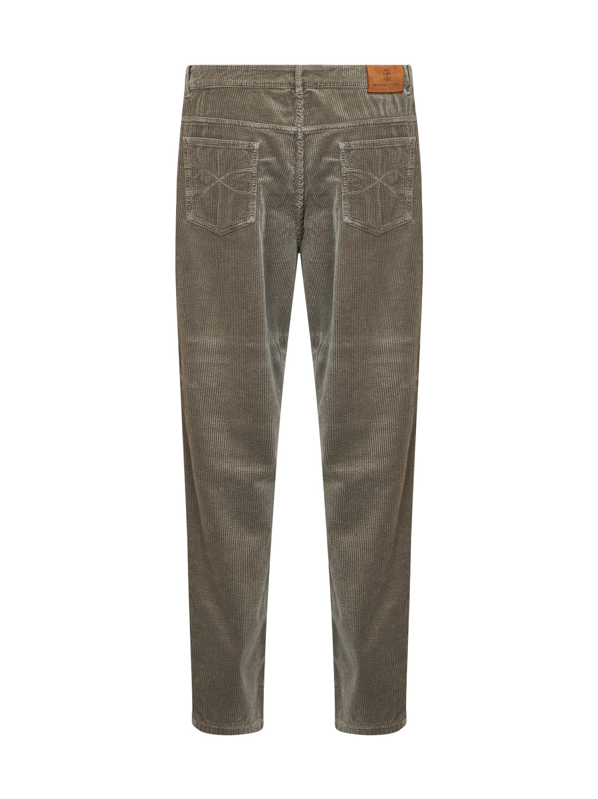 Brunello Cucinelli Men Mud Garment-Dyed Cotton Corduroy Trousers BRUNELLO CUCINELLI