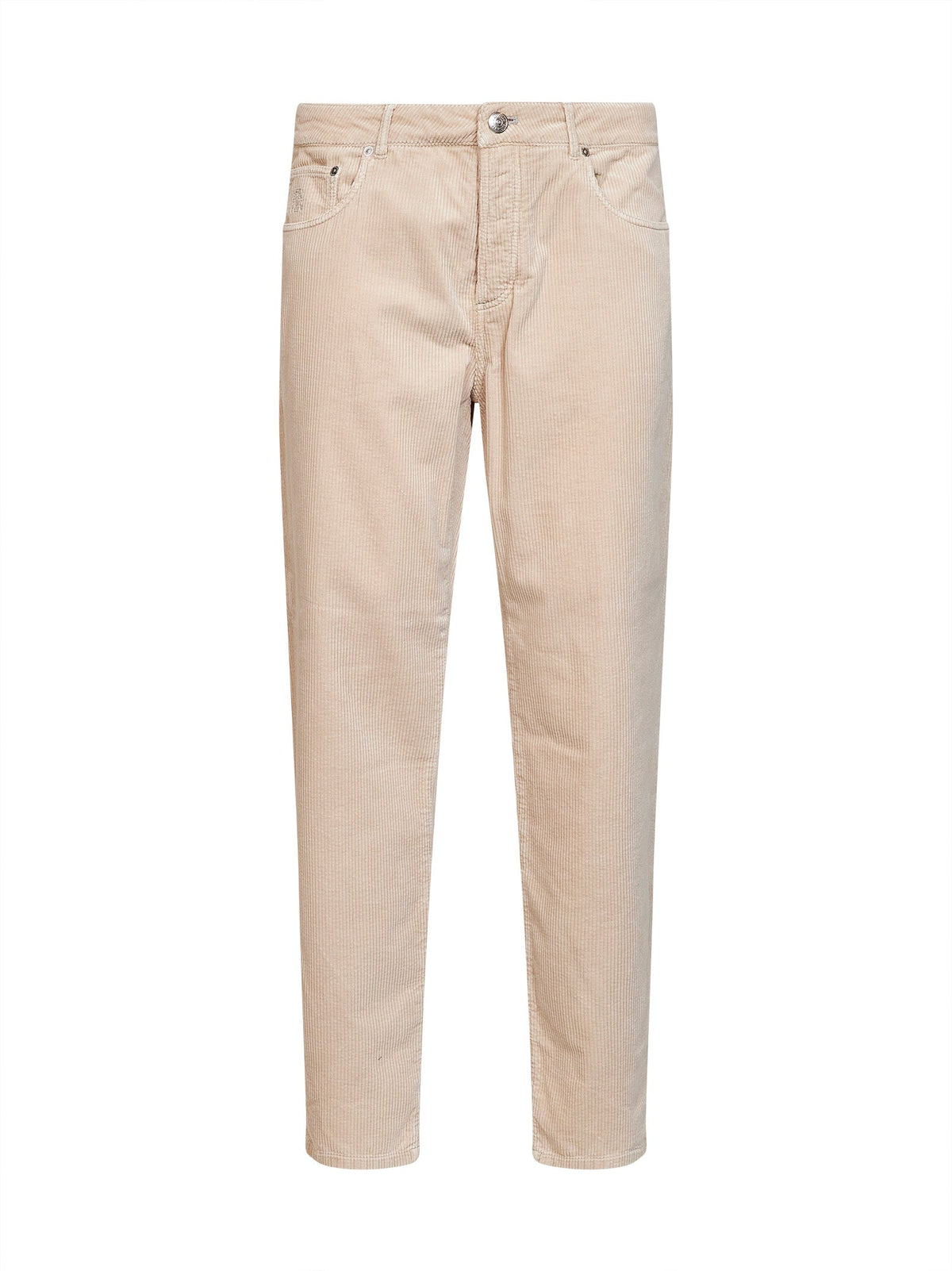 Brunello Cucinelli Men Sand Garment-Dyed Cotton Corduroy Trousers<Br/> BRUNELLO CUCINELLI
