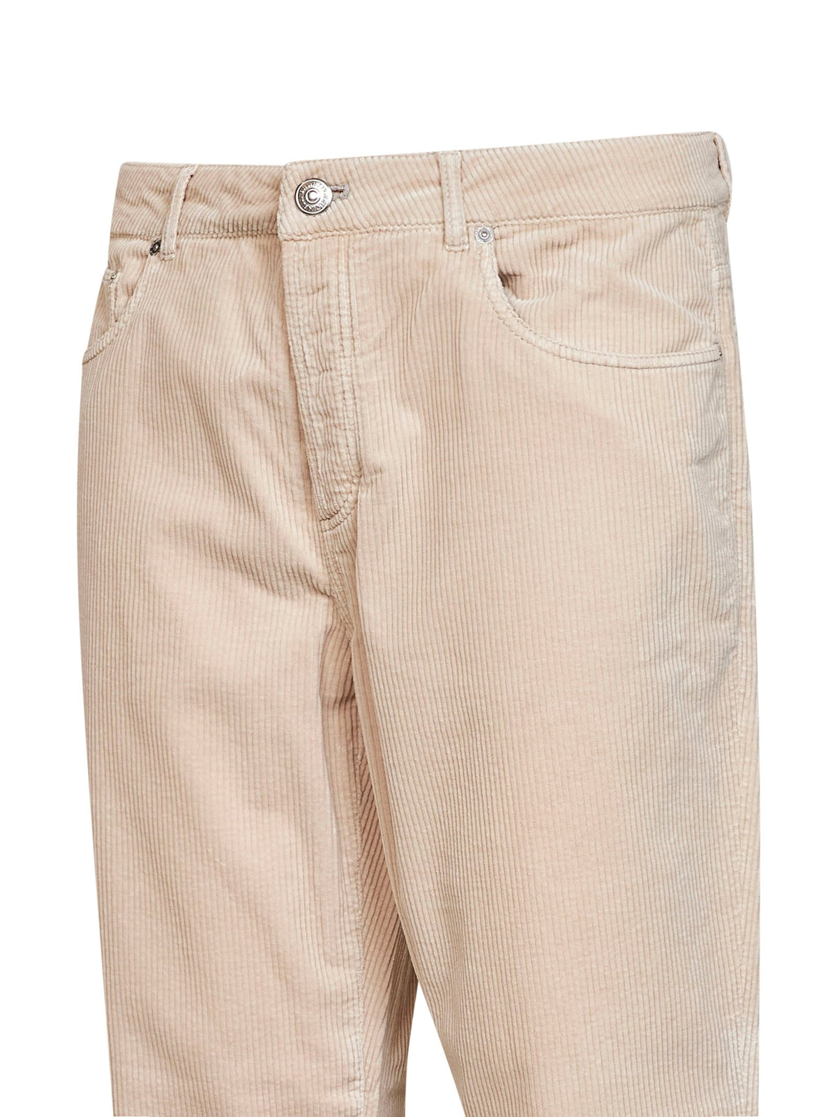 Brunello Cucinelli Men Sand Garment-Dyed Cotton Corduroy Trousers<Br/> BRUNELLO CUCINELLI