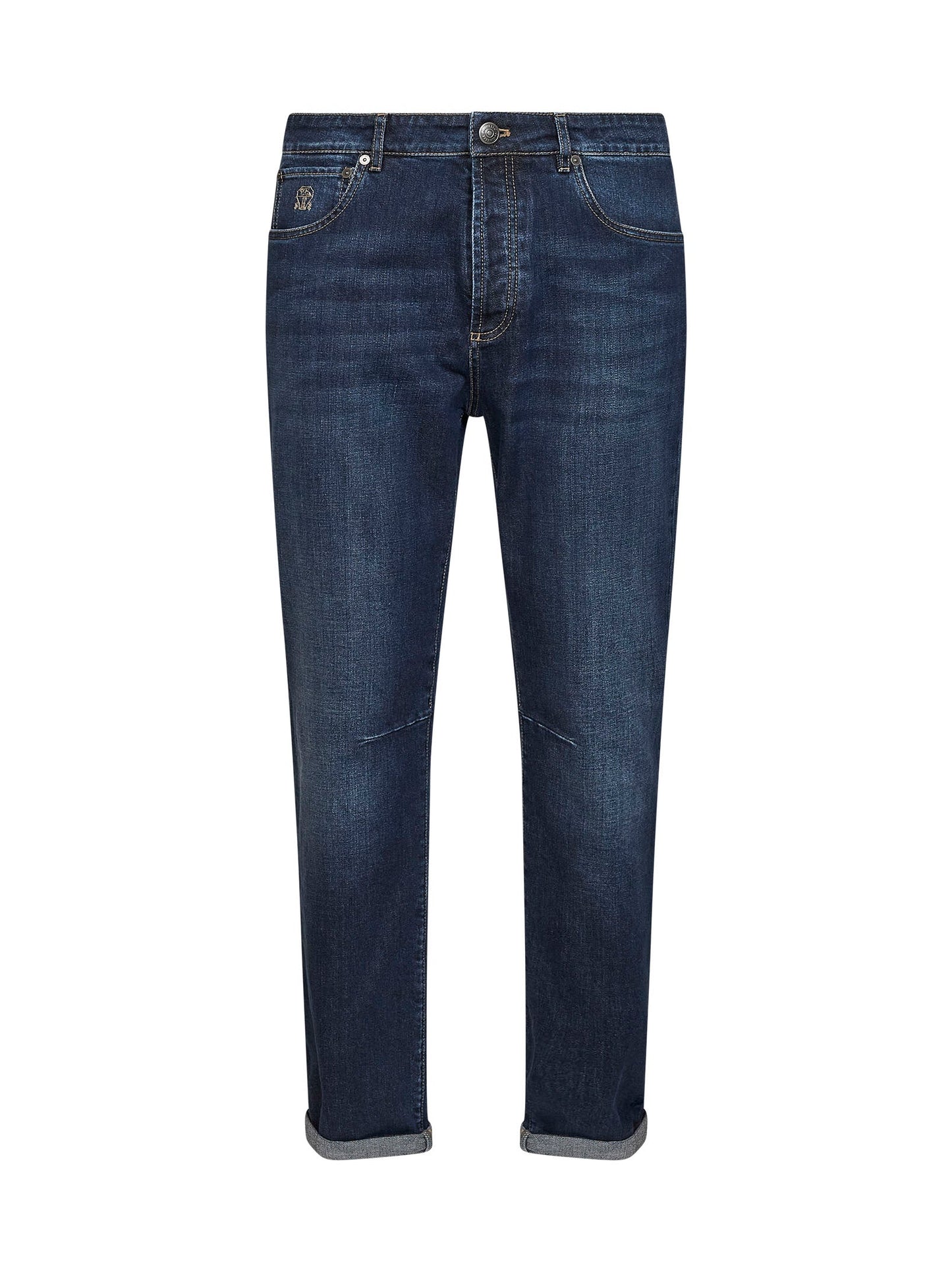 Brunello Cucinelli Men Dark Blue Comfort Cotton Denim Leisure Fit Jeans BRUNELLO CUCINELLI