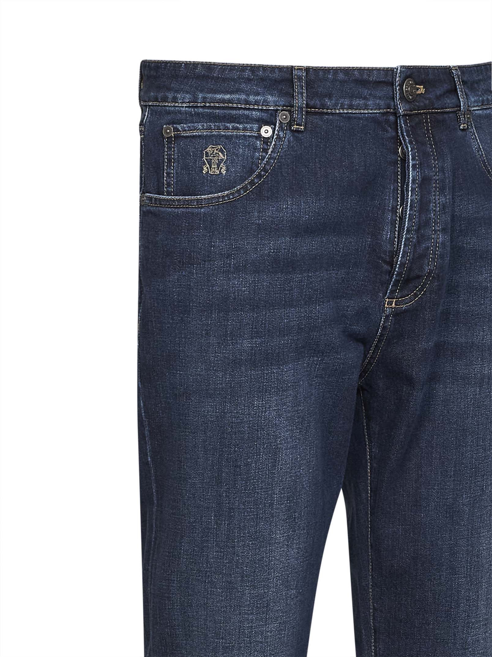 Brunello Cucinelli Men Dark Blue Comfort Cotton Denim Leisure Fit Jeans BRUNELLO CUCINELLI