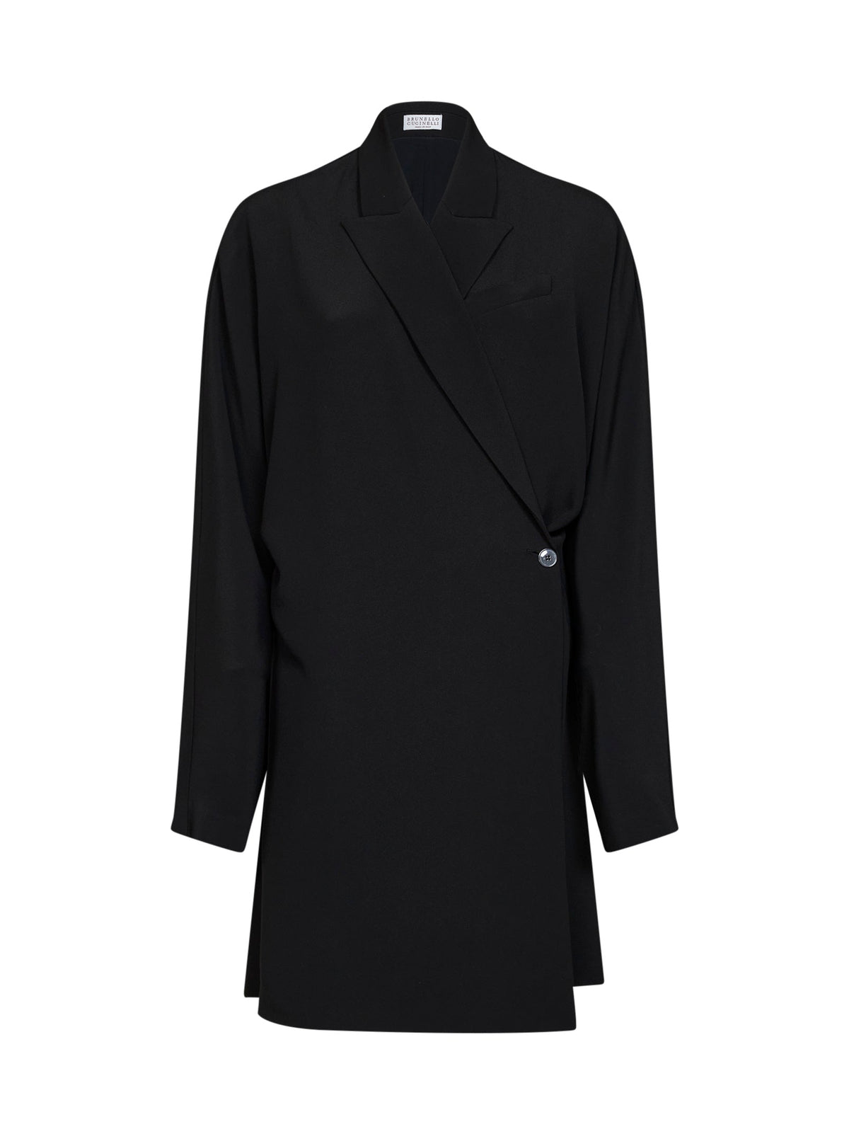 Brunello Cucinelli Women Black Crêpe Cady Tuxedo Dress With Monili BRUNELLO CUCINELLI