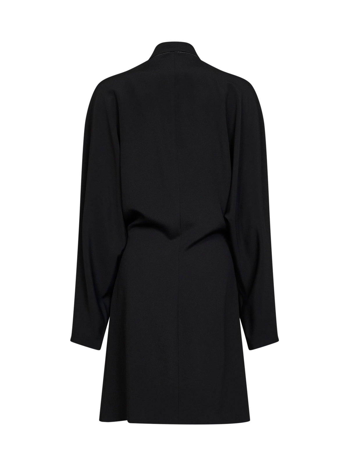 Brunello Cucinelli Women Black Crêpe Cady Tuxedo Dress With Monili BRUNELLO CUCINELLI