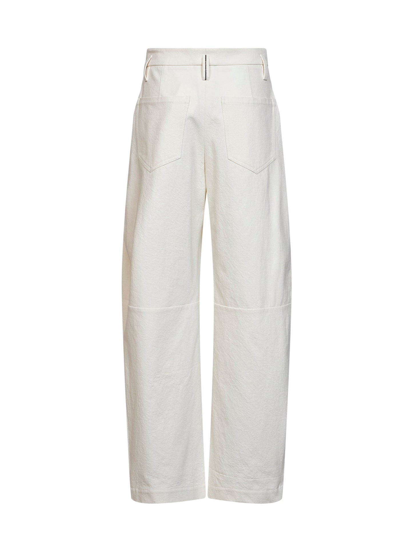 Brunello Cucinelli Women Ivory Wrinkled Wool And Dyed Denim Baggy Trousers BRUNELLO CUCINELLI
