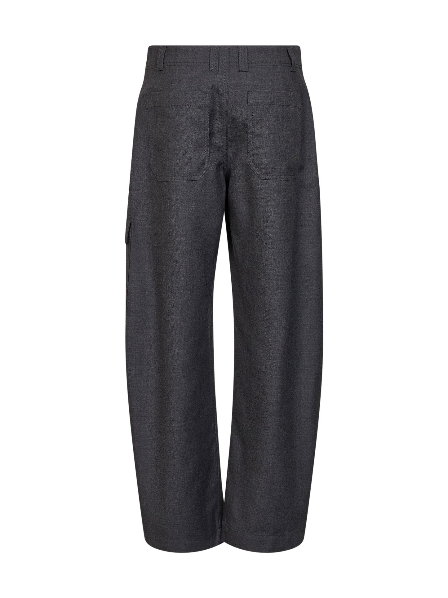 Brunello Cucinelli Women Dark Grey Virgin Wool Twill Barrel Cargo Trousers BRUNELLO CUCINELLI
