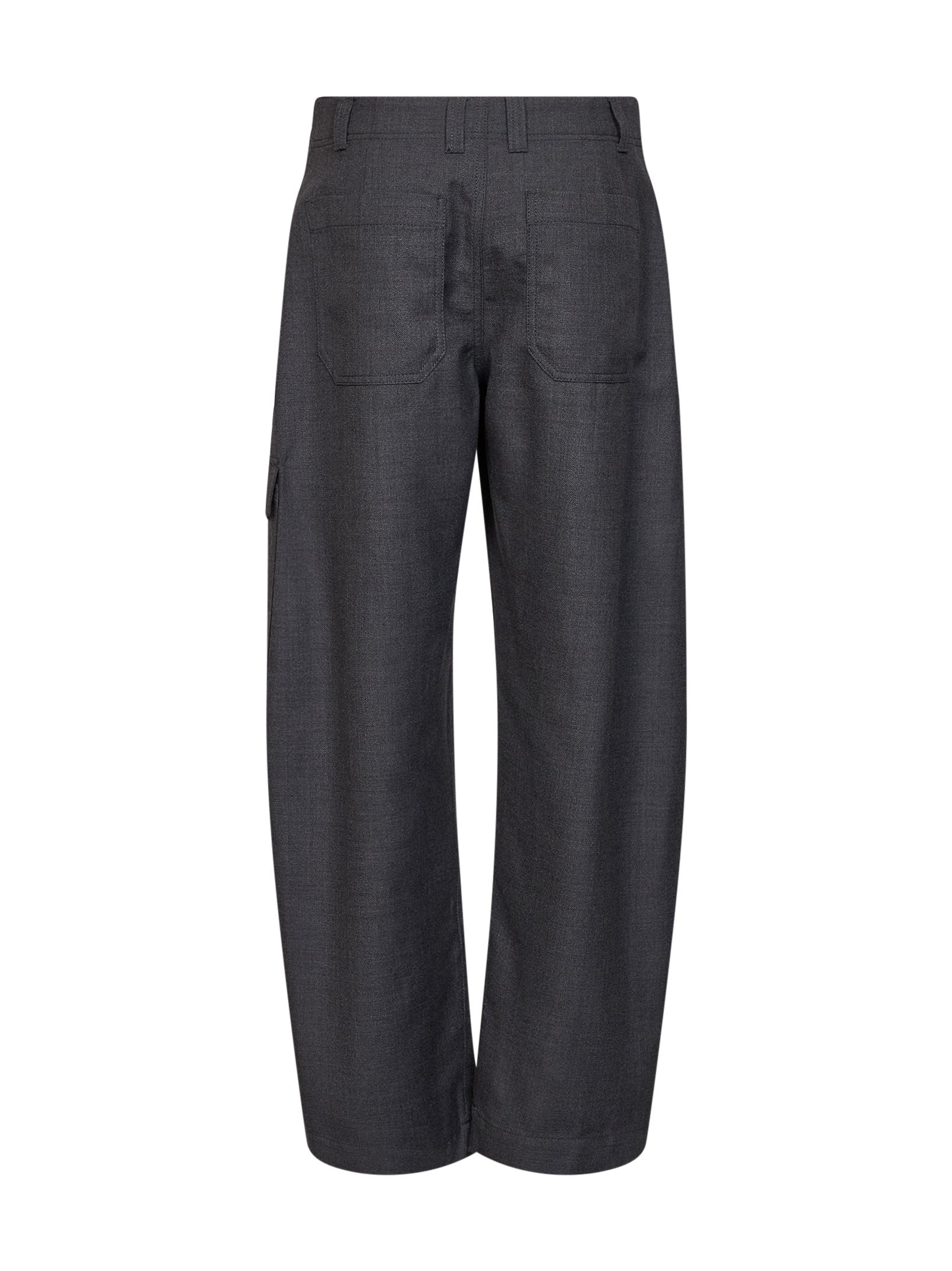 Brunello Cucinelli Women Dark Grey Virgin Wool Twill Barrel Cargo Trousers BRUNELLO CUCINELLI
