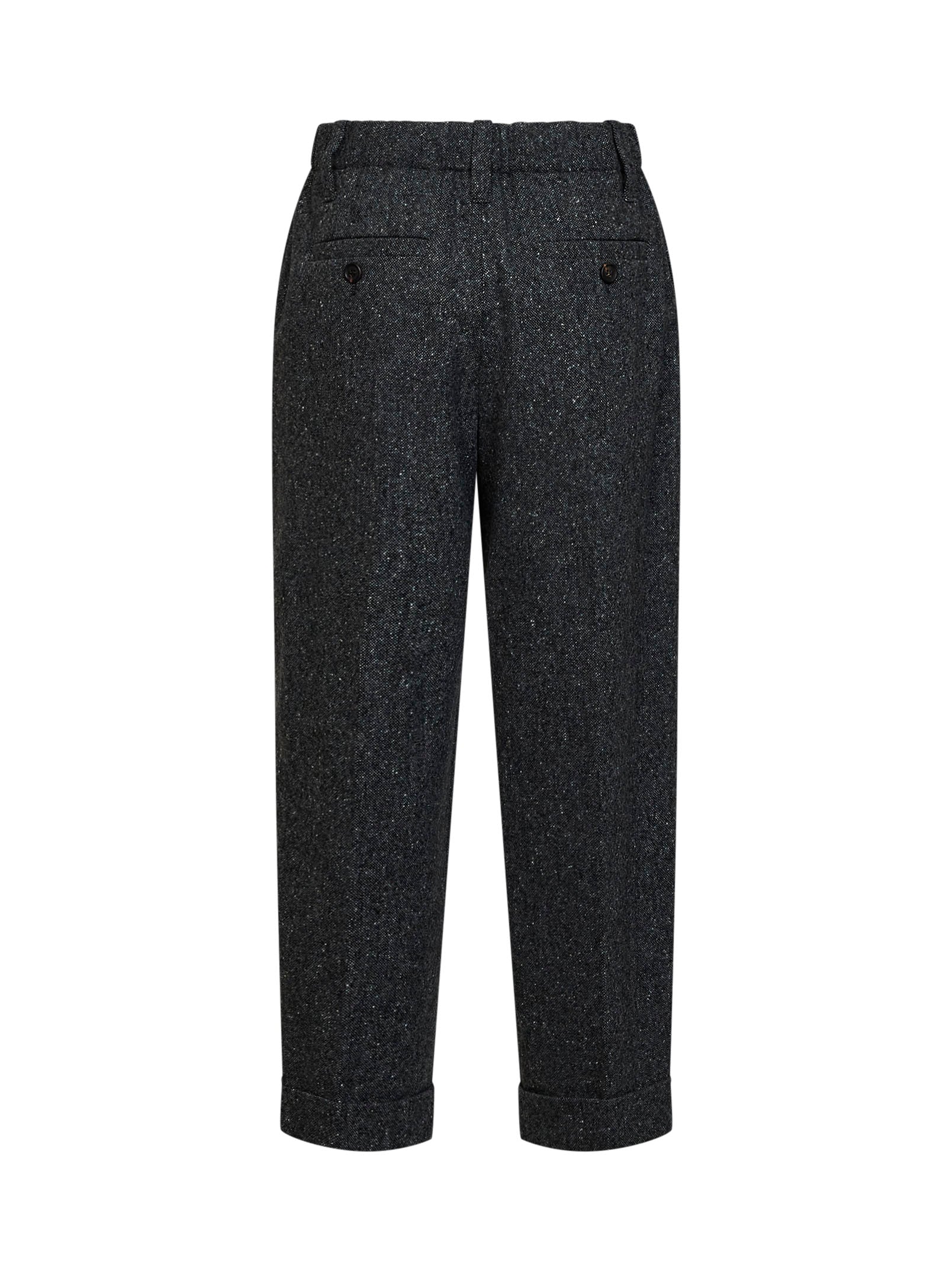 Brunello Cucinelli Women Black Donegal Wool Baggy Sartorial Trousers BRUNELLO CUCINELLI