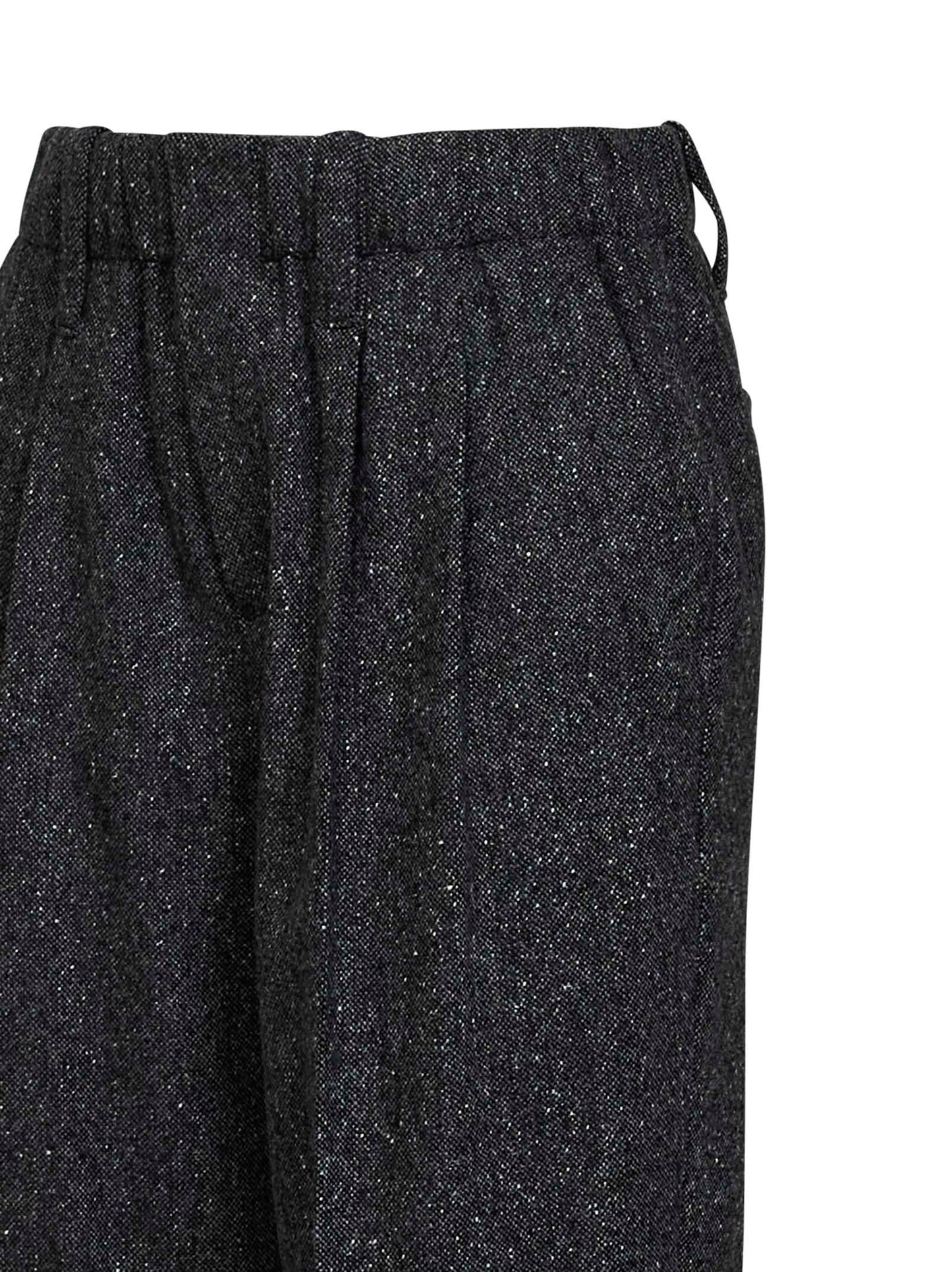 Brunello Cucinelli Women Black Donegal Wool Baggy Sartorial Trousers BRUNELLO CUCINELLI
