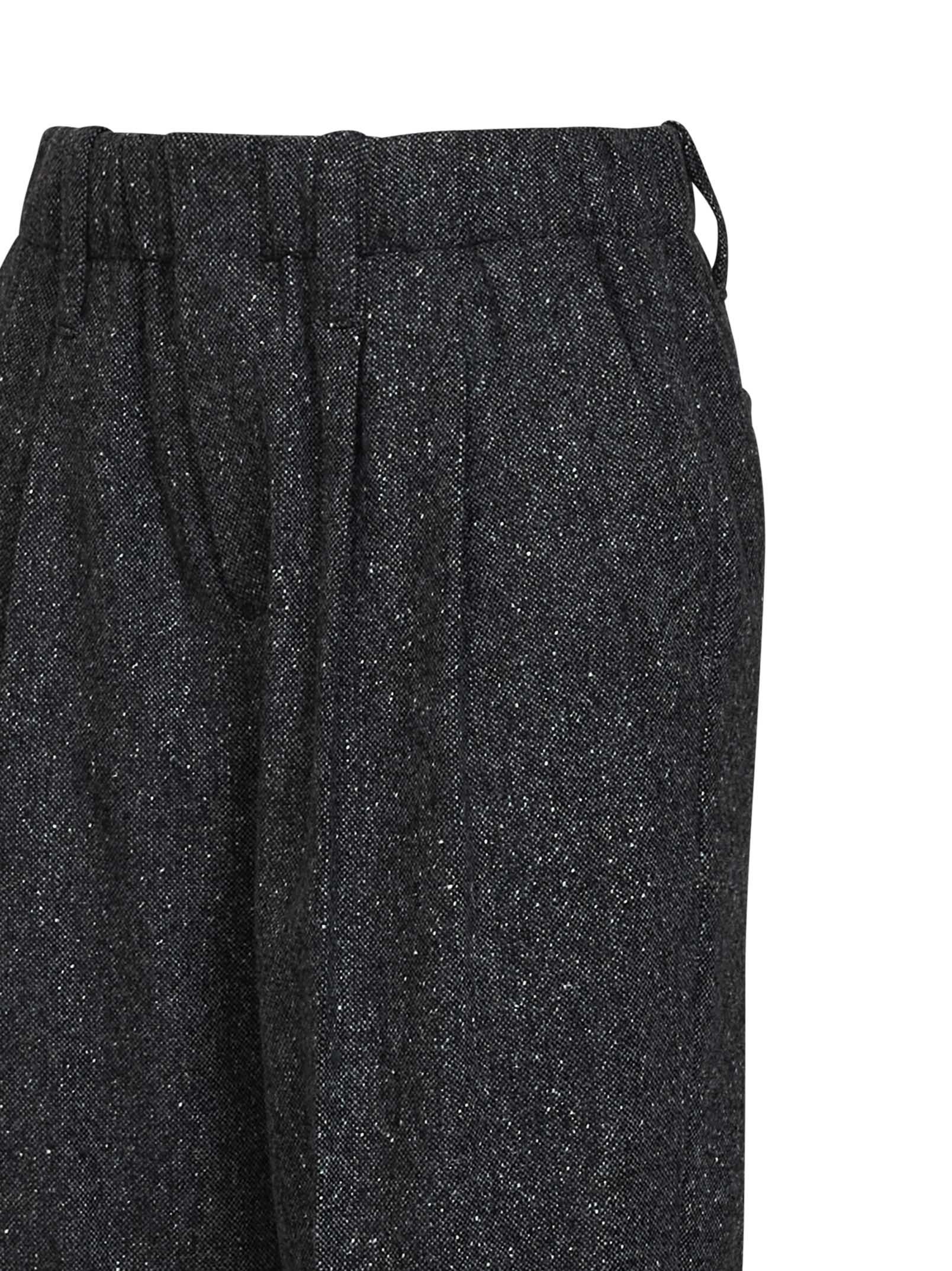 Brunello Cucinelli Women Black Donegal Wool Baggy Sartorial Trousers BRUNELLO CUCINELLI