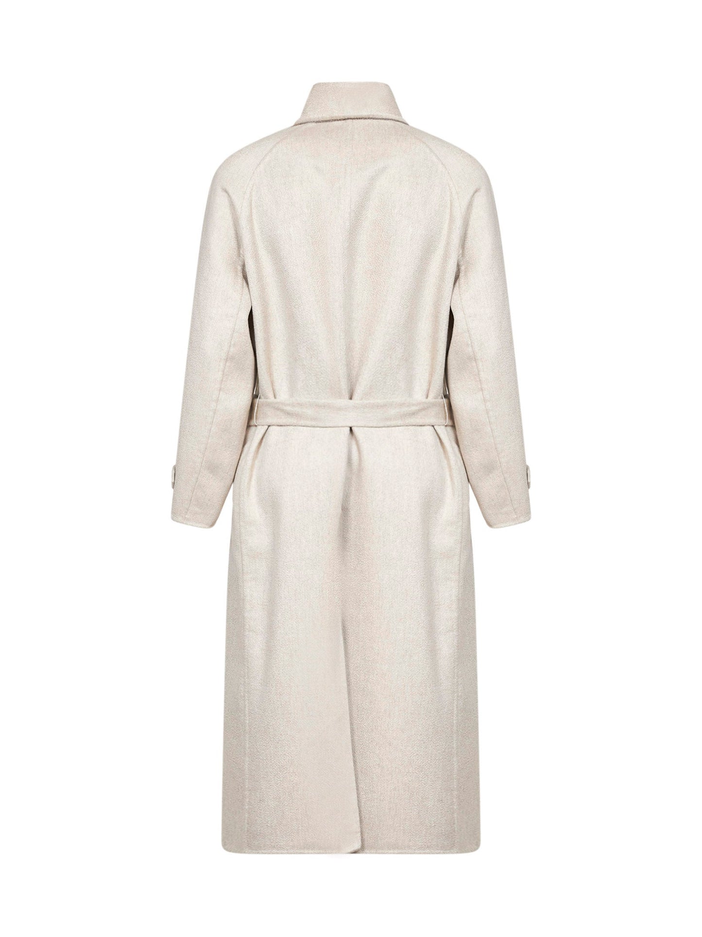 Brunello Cucinelli Women Ivory Double-Breasted Cashmere Coat BRUNELLO CUCINELLI