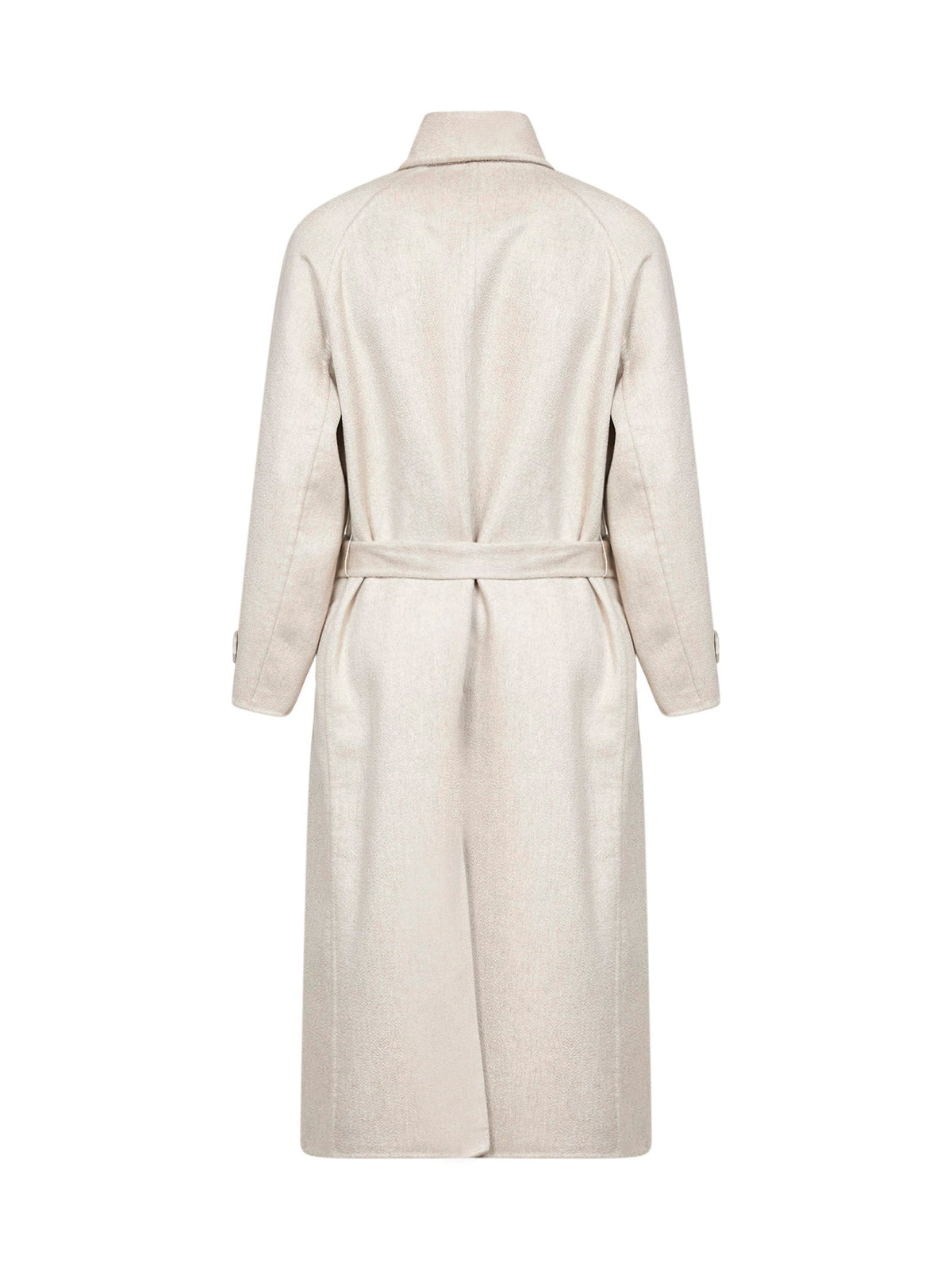 Brunello Cucinelli Women Ivory Double-Breasted Cashmere Coat BRUNELLO CUCINELLI