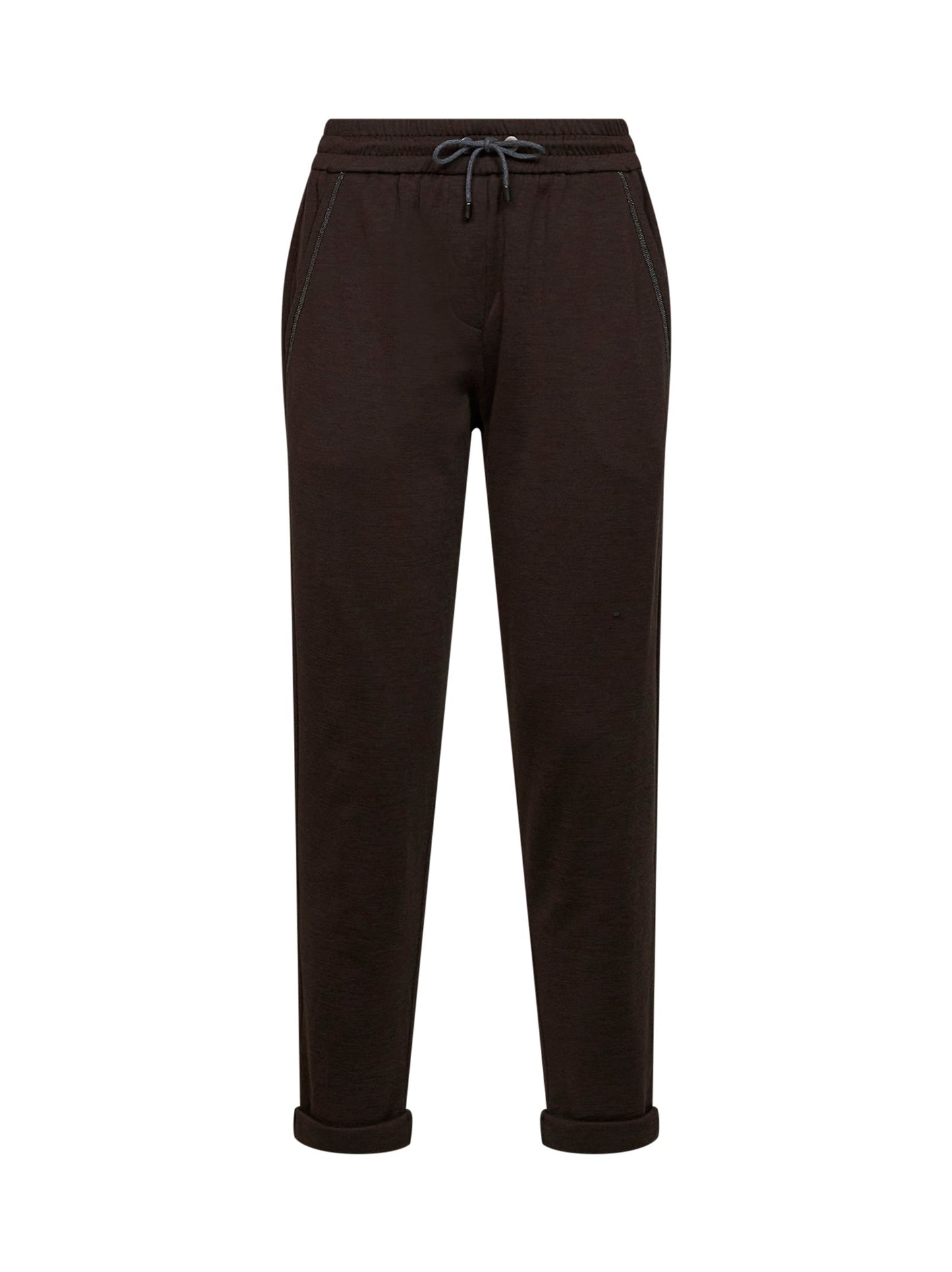 Brunello Cucinelli Women Brown Shiny Pocket Detail Trousers BRUNELLO CUCINELLI