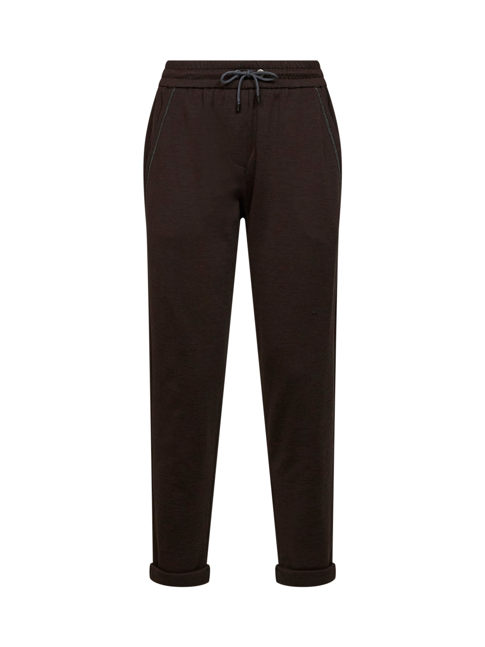Brunello Cucinelli Women Brown Shiny Pocket Detail Trousers BRUNELLO CUCINELLI