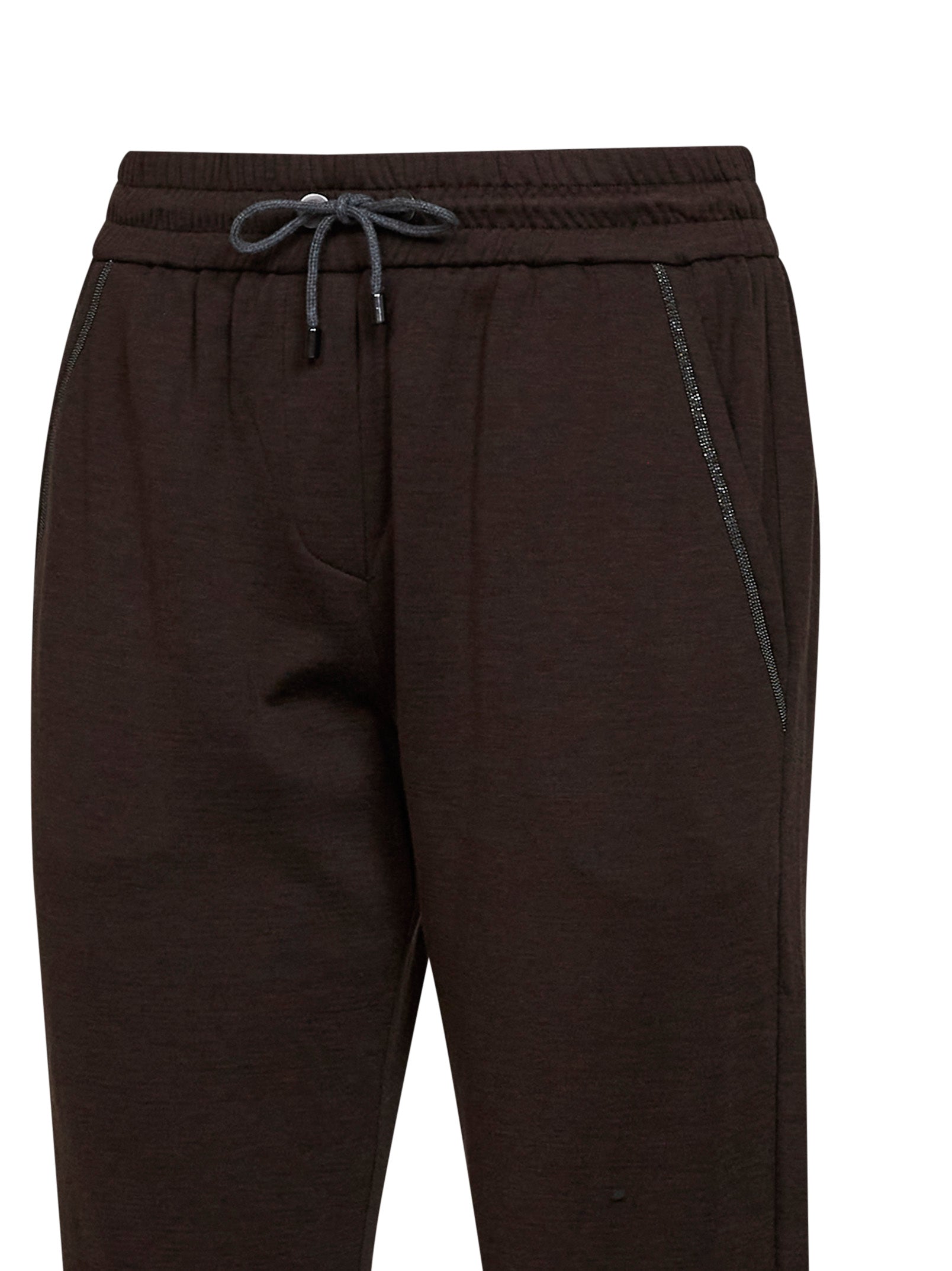 Brunello Cucinelli Women Brown Shiny Pocket Detail Trousers BRUNELLO CUCINELLI
