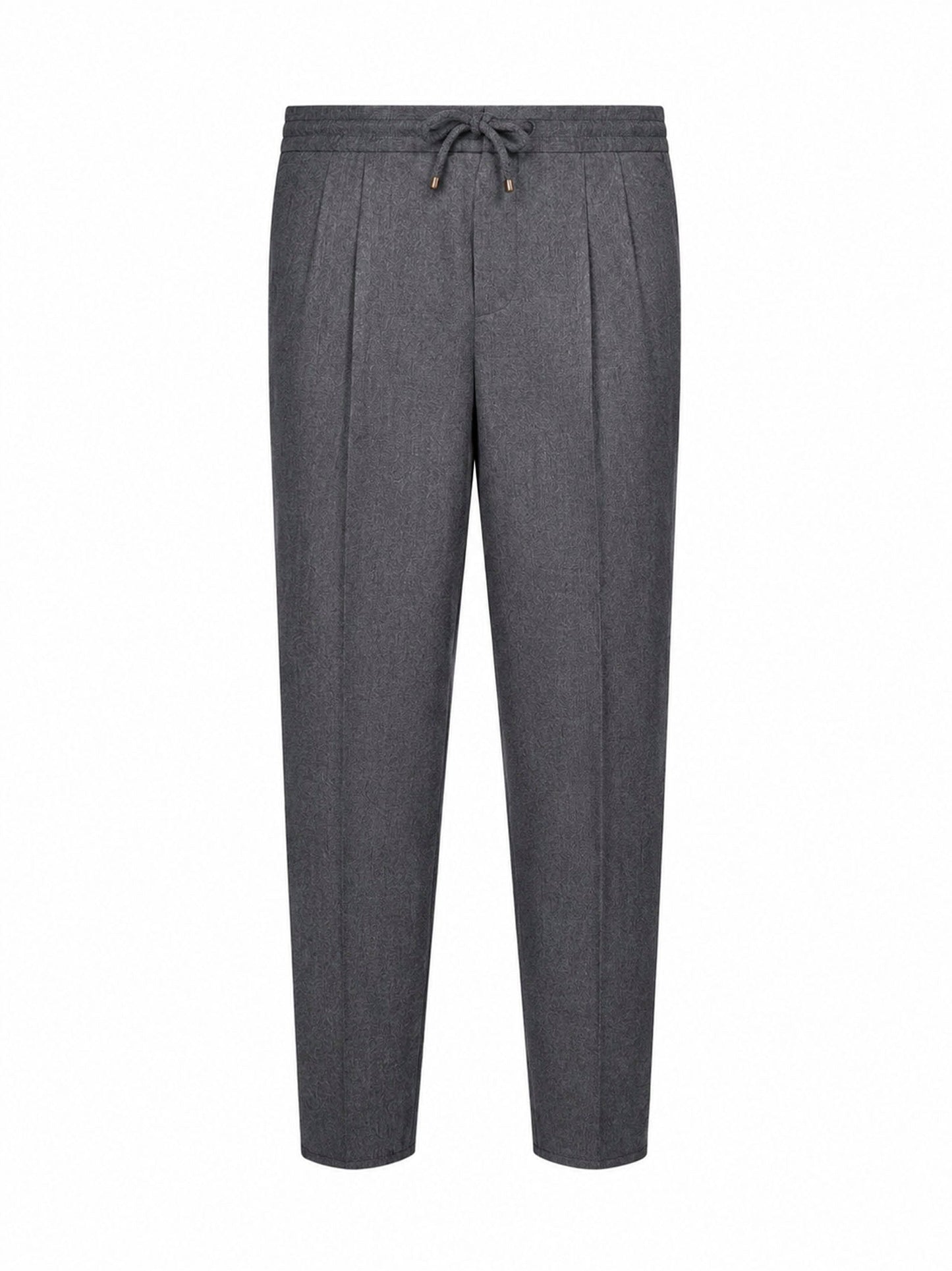 Brunello Cucinelli Men Medium Grey Virgin Wool Drawstring Trousers BRUNELLO CUCINELLI