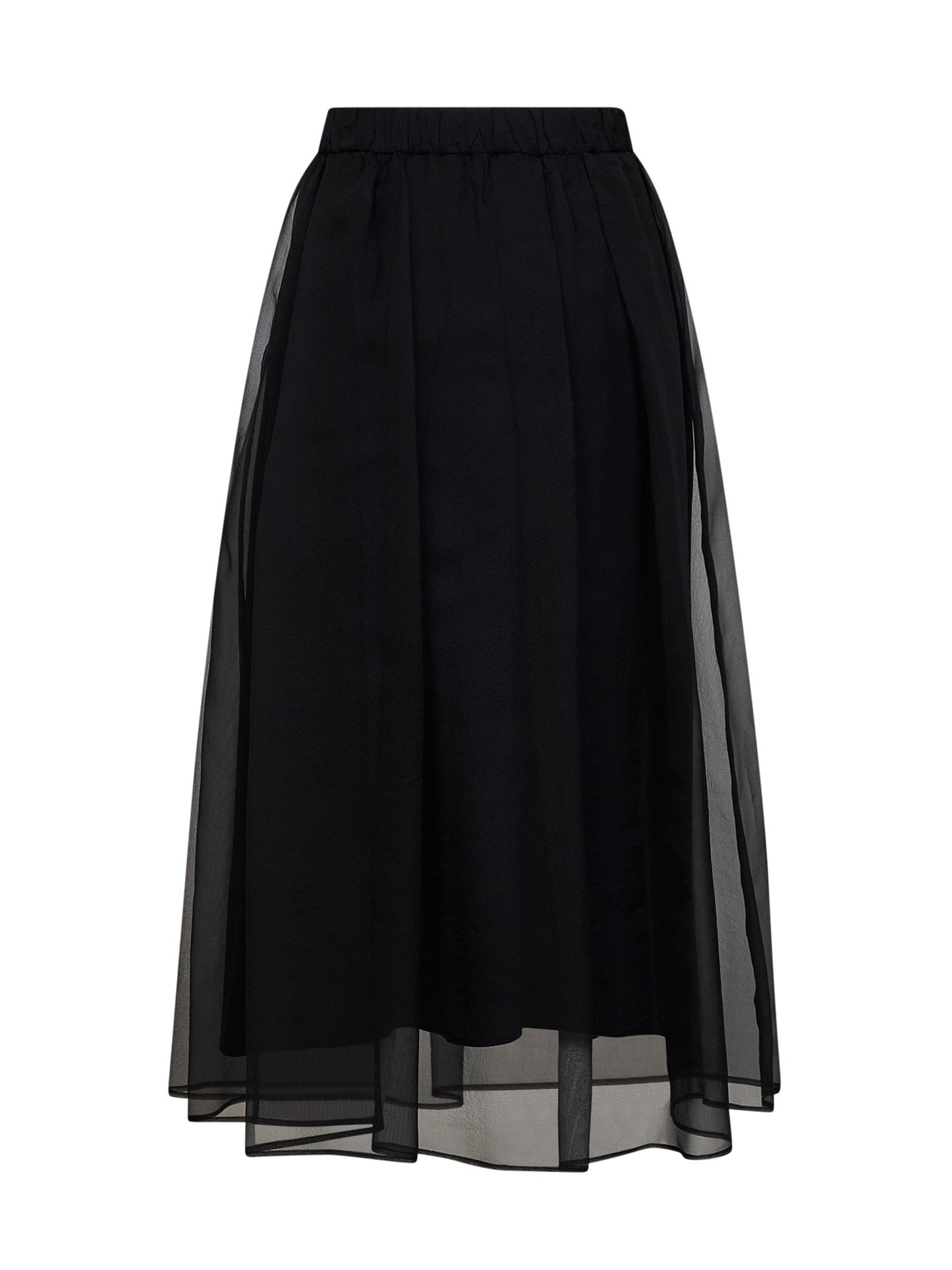 Brunello Cucinelli Women Black Crispy Silk Flared Midi Skirt BRUNELLO CUCINELLI