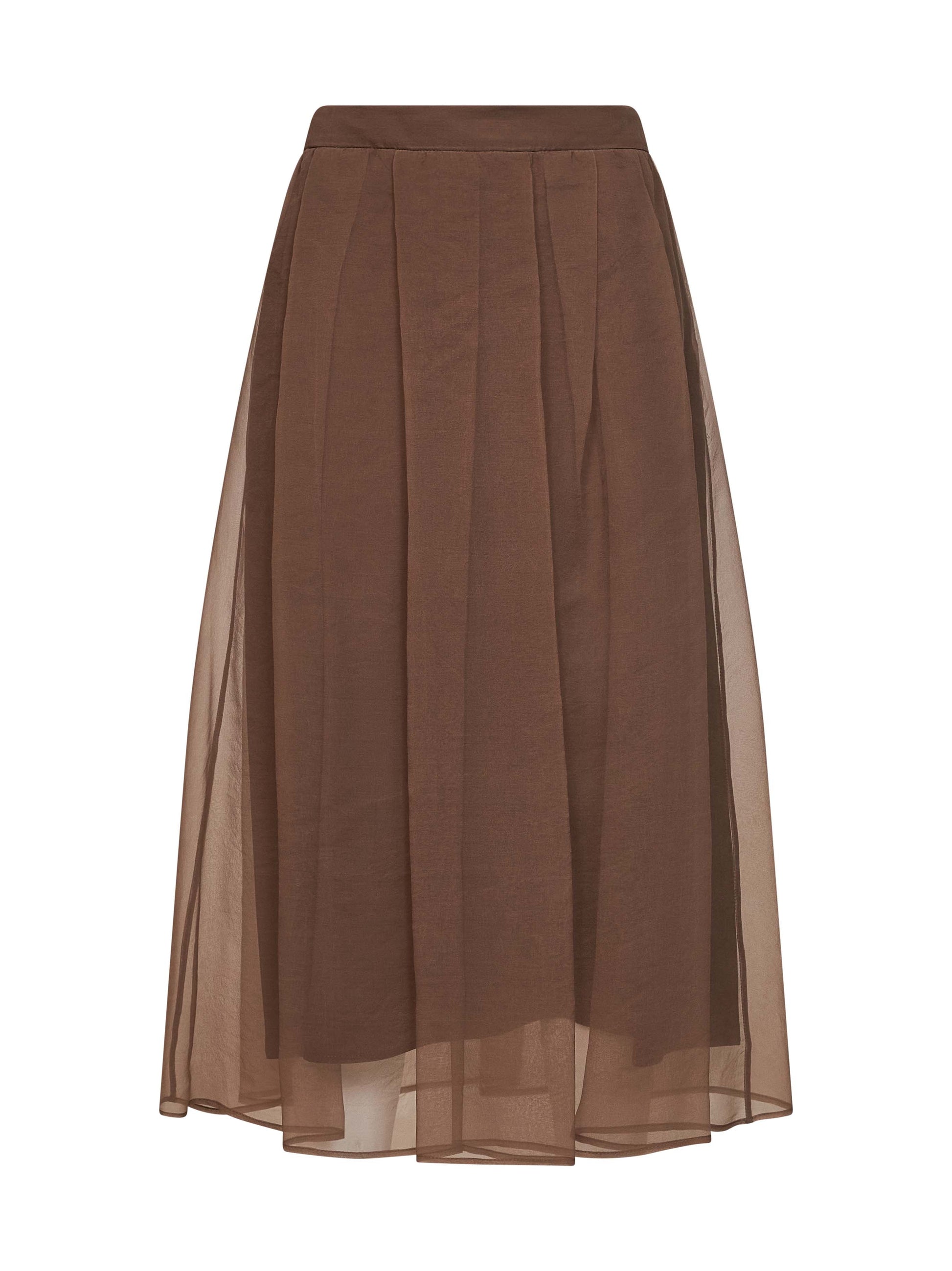 Brunello Cucinelli Women Cigar Crispy Silk Flared Midi Skirt BRUNELLO CUCINELLI