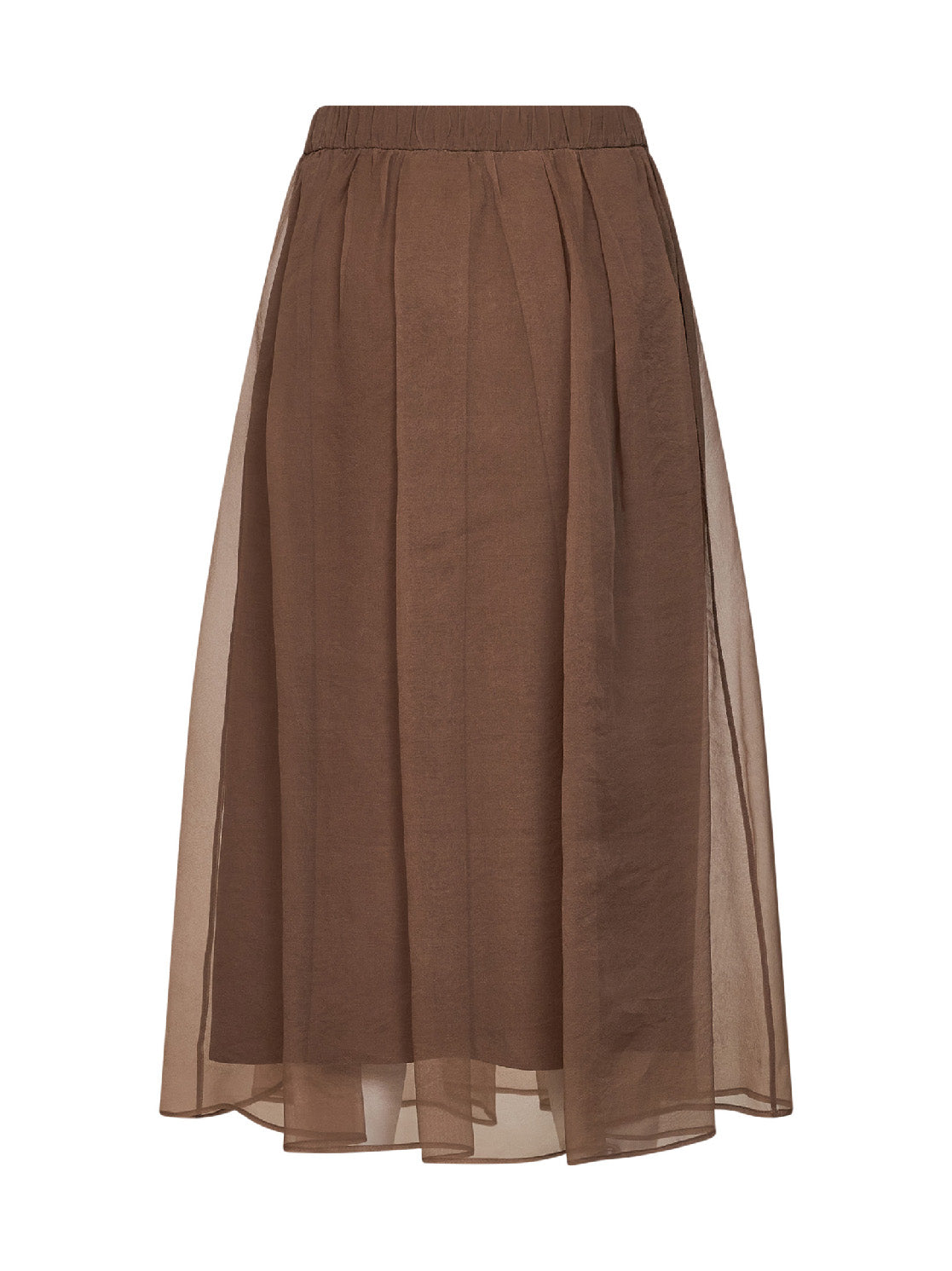 Brunello Cucinelli Women Cigar Crispy Silk Flared Midi Skirt BRUNELLO CUCINELLI