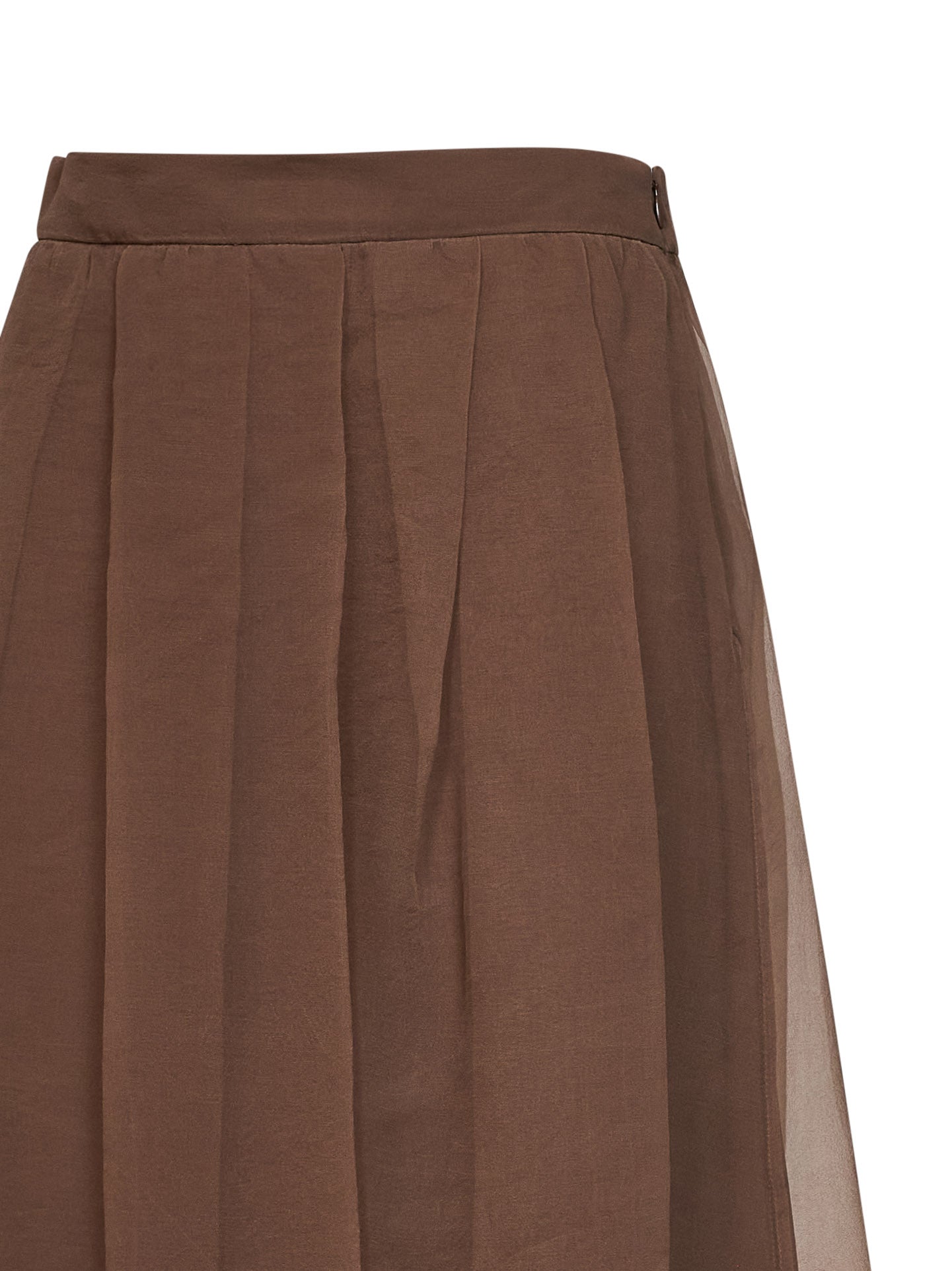 Brunello Cucinelli Women Cigar Crispy Silk Flared Midi Skirt BRUNELLO CUCINELLI