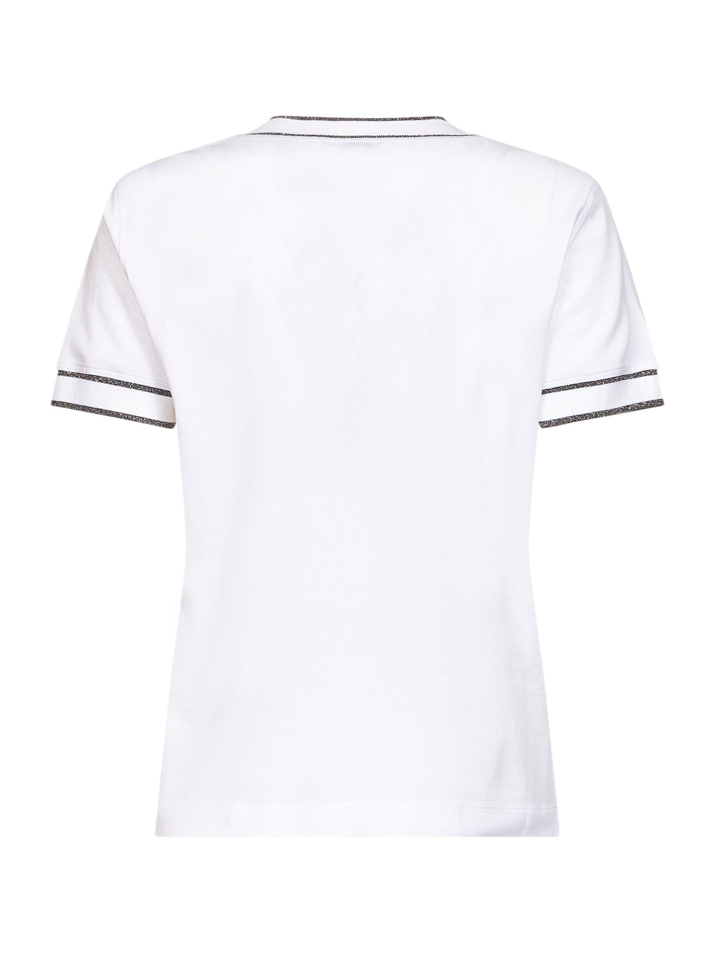 Brunello Cucinelli Women White Stretch Cotton Piqué Logo T-Shirt BRUNELLO CUCINELLI