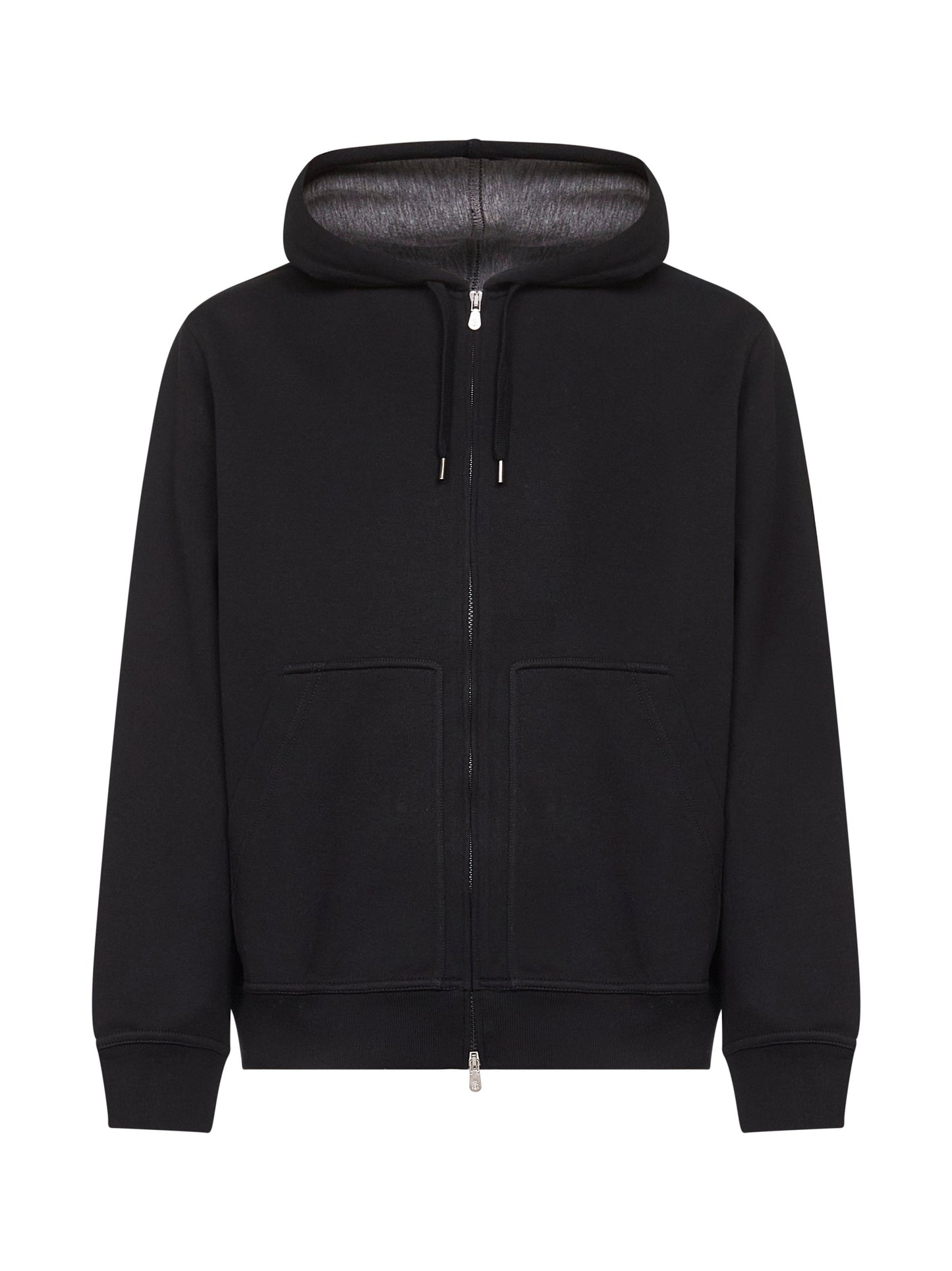 Brunello Cucinelli Men Black Double Fleece Zip-Up Hoodie BRUNELLO CUCINELLI