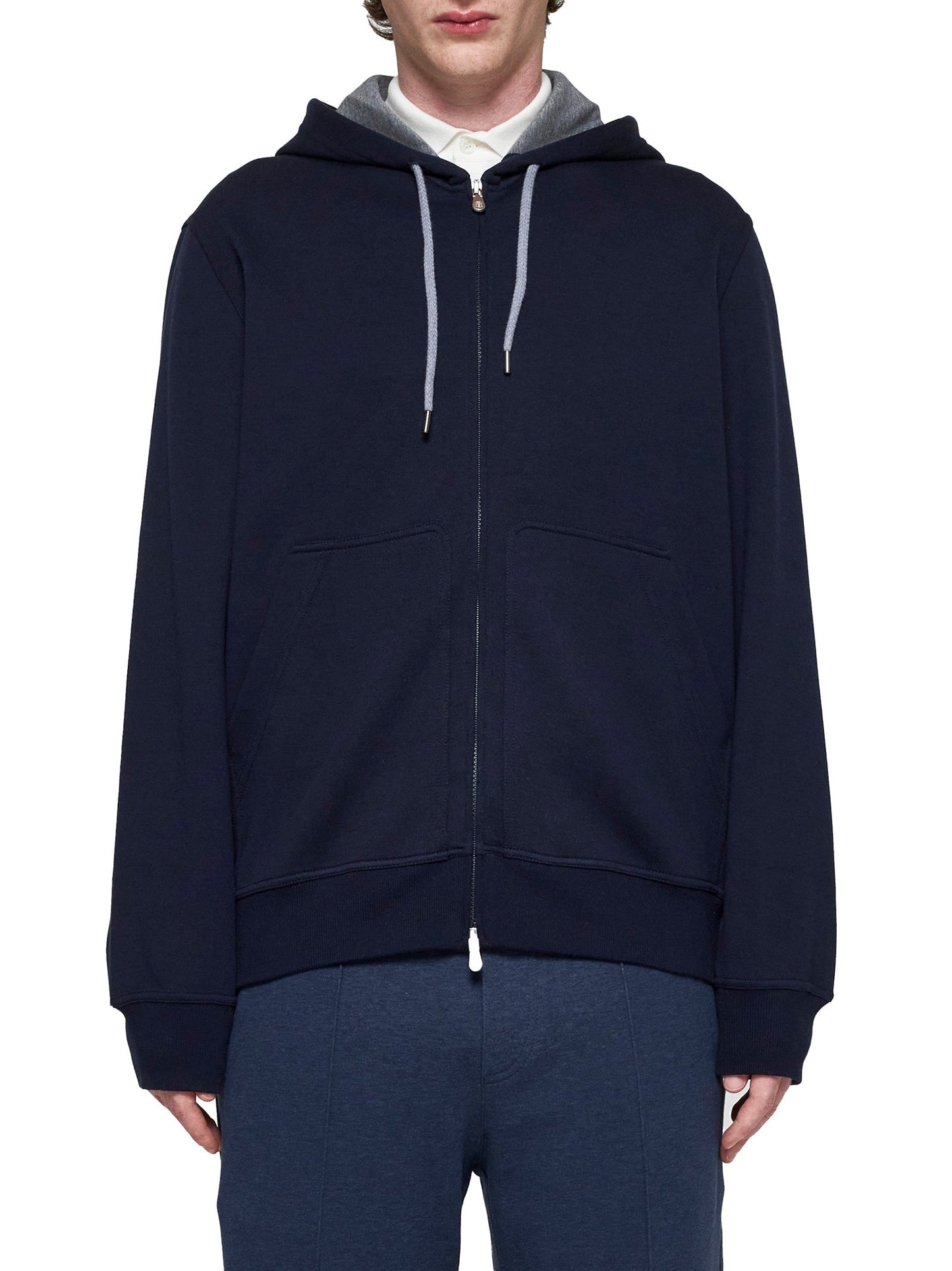 Brunello Cucinelli Men Cotton-Blend Hoodie With Zip BRUNELLO CUCINELLI