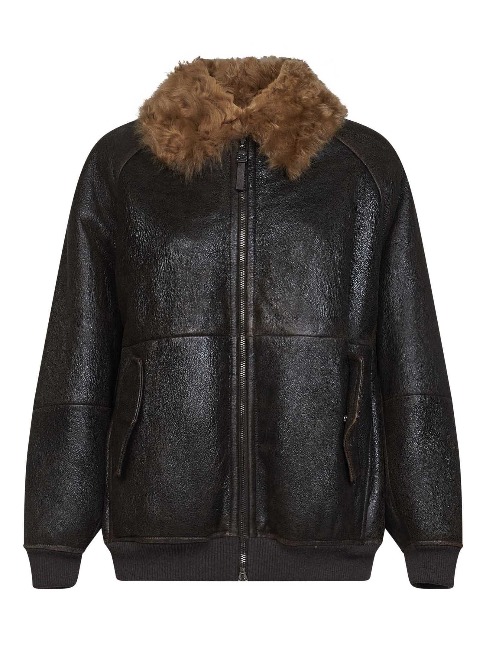 Brunello Cucinelli Women Brown Vintage-Effect Nappa Leather Jacket BRUNELLO CUCINELLI