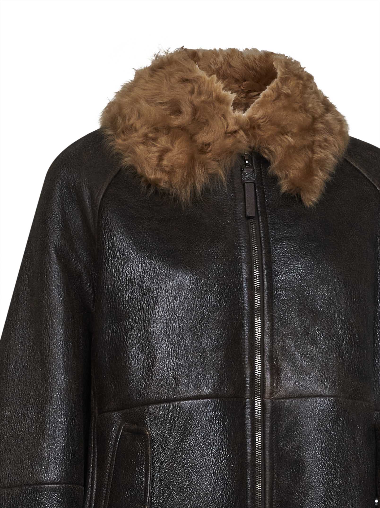 Brunello Cucinelli Women Brown Vintage-Effect Nappa Leather Jacket BRUNELLO CUCINELLI