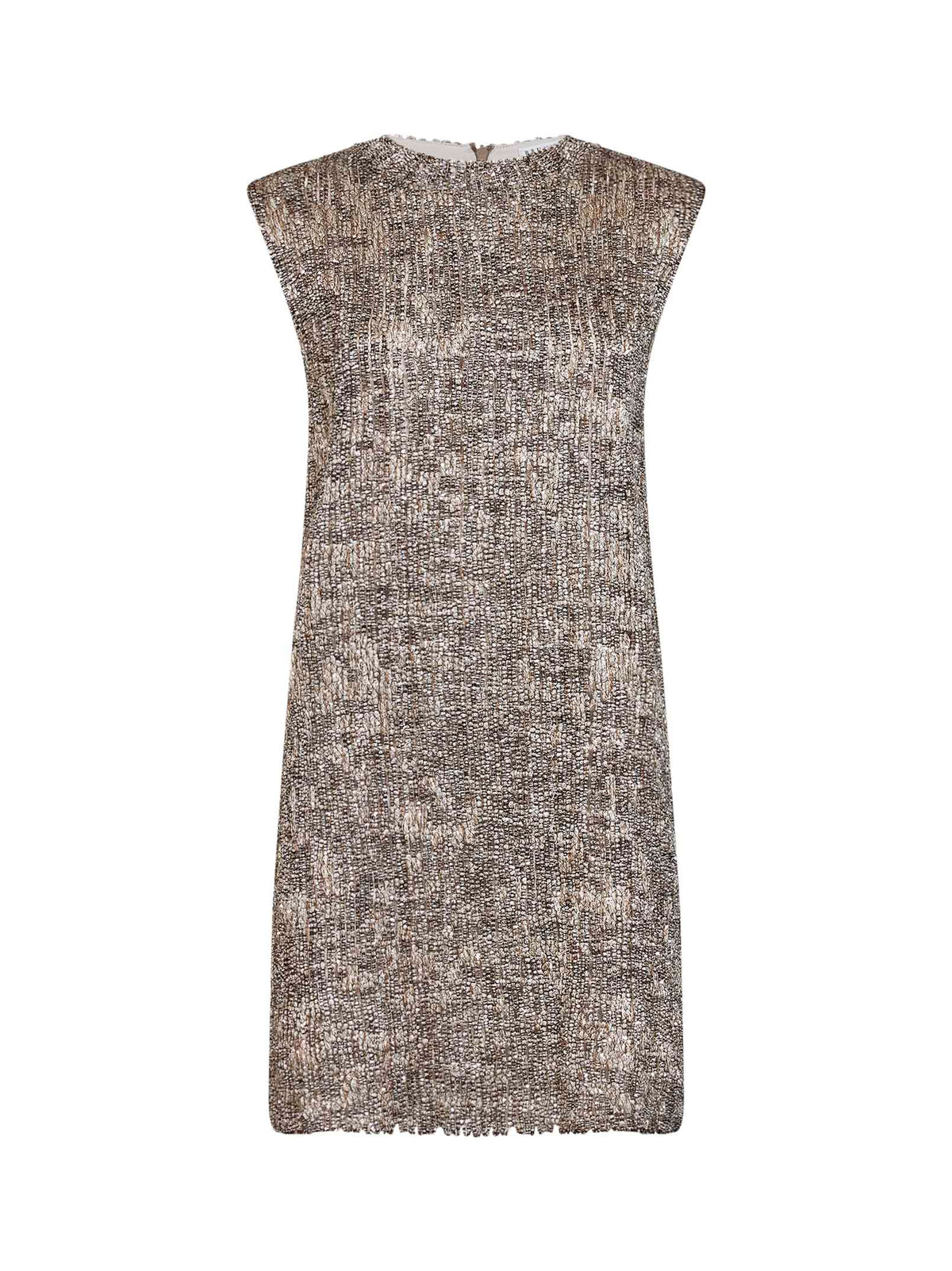 Brunello Cucinelli Women Silver Dazzling Craquelé Embroidery Mini Dress BRUNELLO CUCINELLI