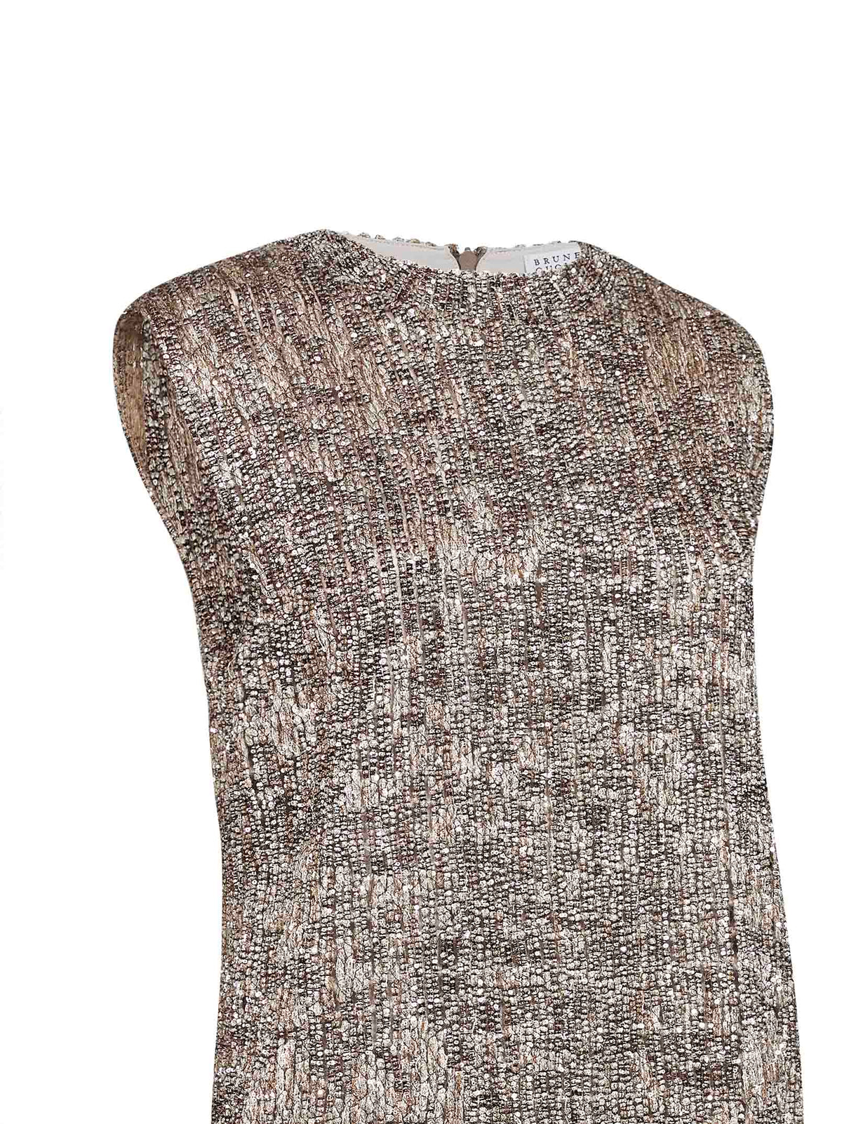 Brunello Cucinelli Women Silver Dazzling Craquelé Embroidery Mini Dress BRUNELLO CUCINELLI