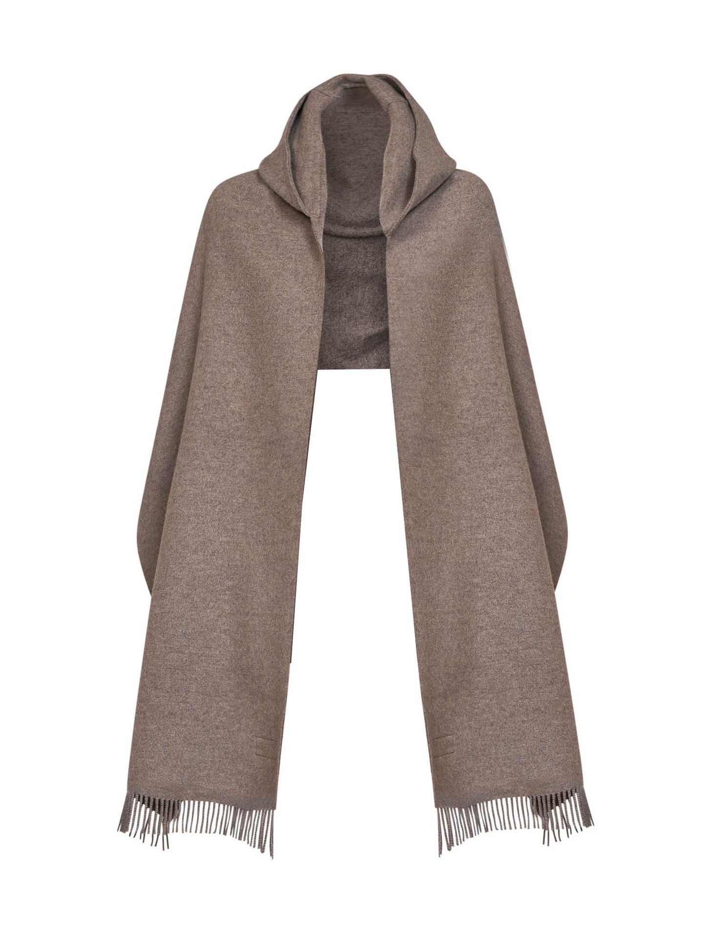 Brunello Cucinelli Women Cool Brown Knit Hooded Scarf BRUNELLO CUCINELLI