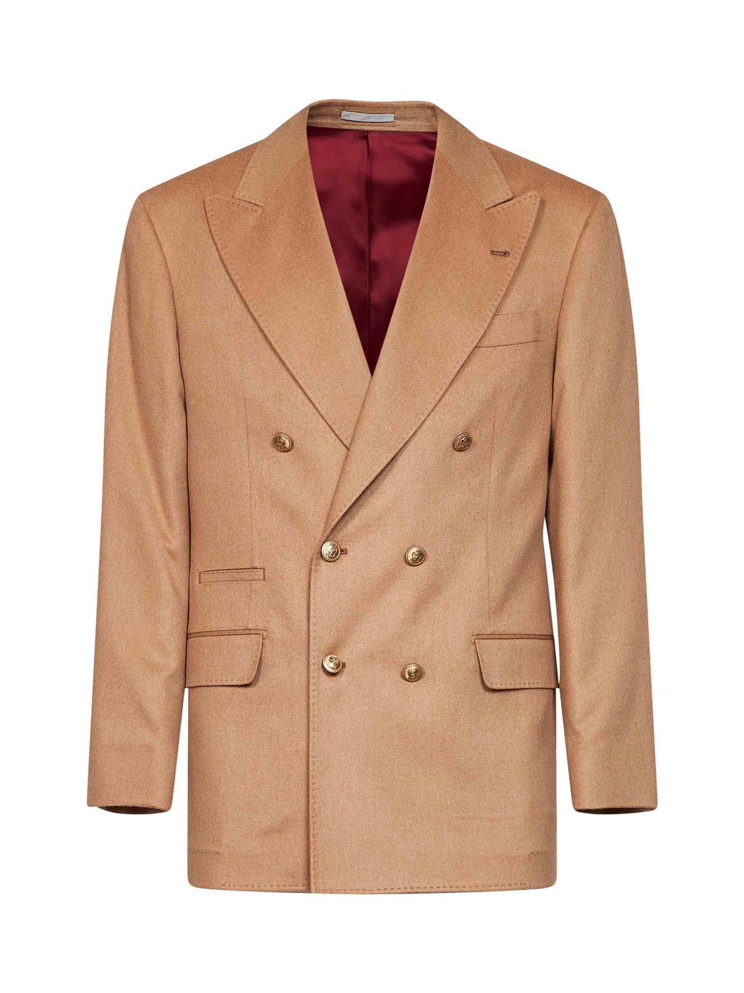 Brunello Cucinelli Men Camel Camel Hair Tailor One-And-A-Half-Breasted Jacket BRUNELLO CUCINELLI