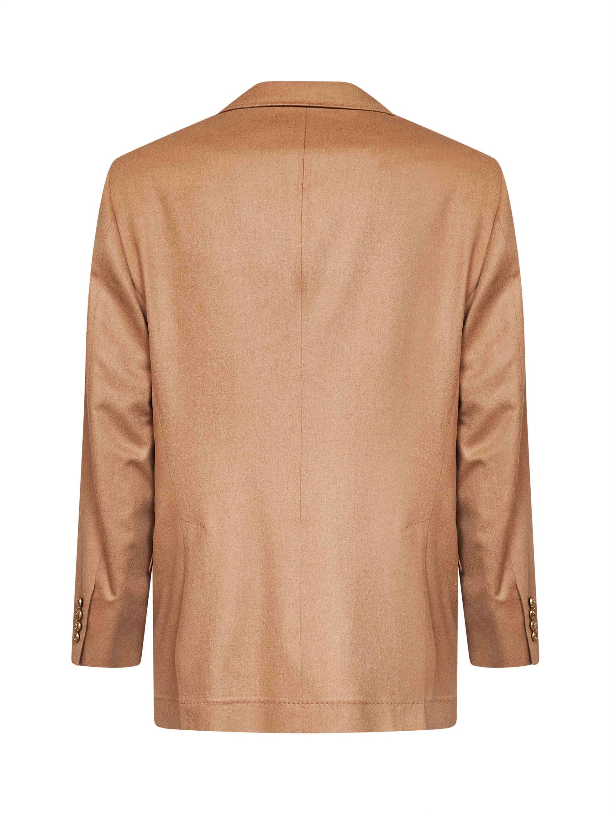 Brunello Cucinelli Men Camel Camel Hair Tailor One-And-A-Half-Breasted Jacket BRUNELLO CUCINELLI