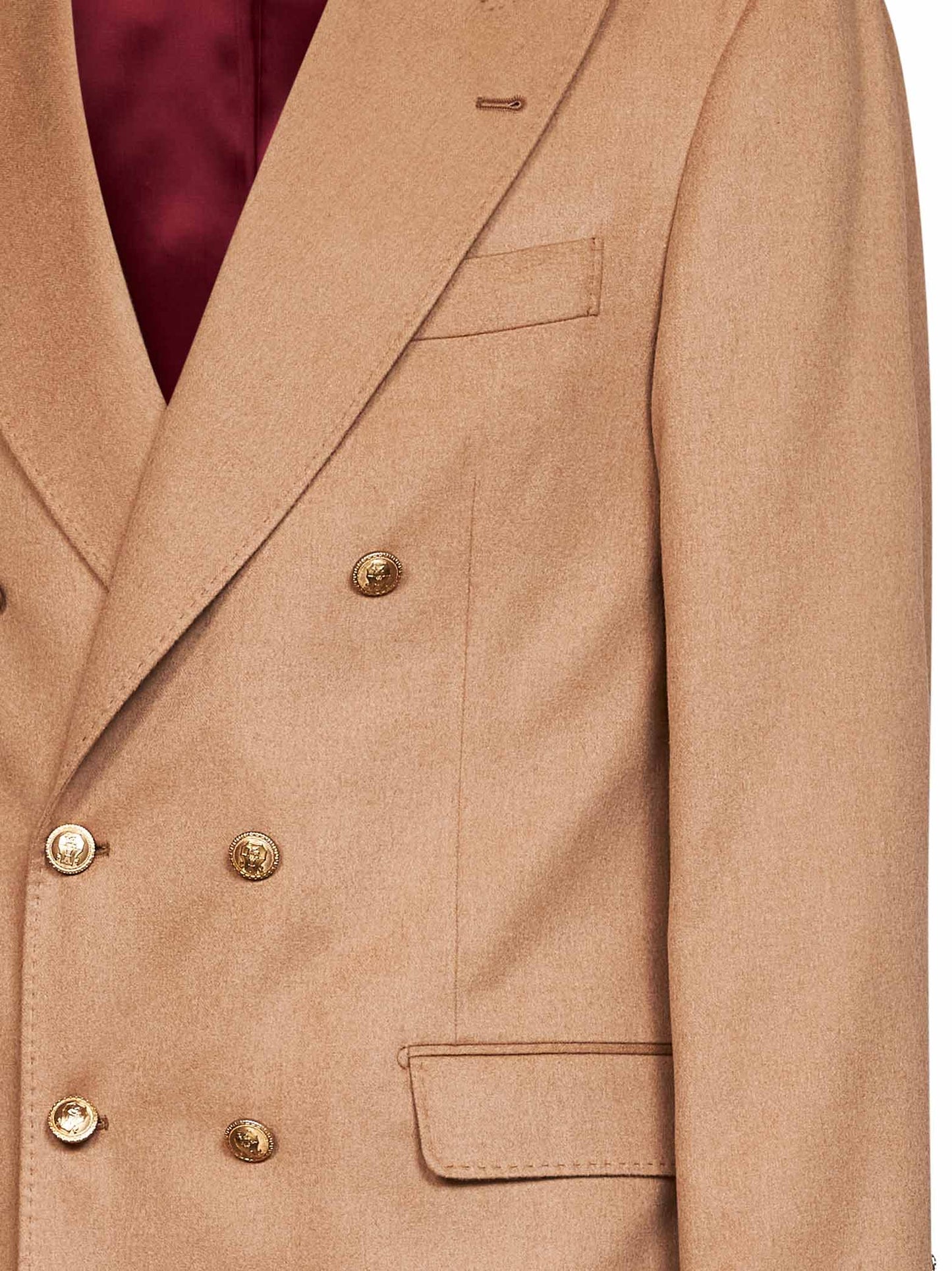 Brunello Cucinelli Men Camel Camel Hair Tailor One-And-A-Half-Breasted Jacket BRUNELLO CUCINELLI