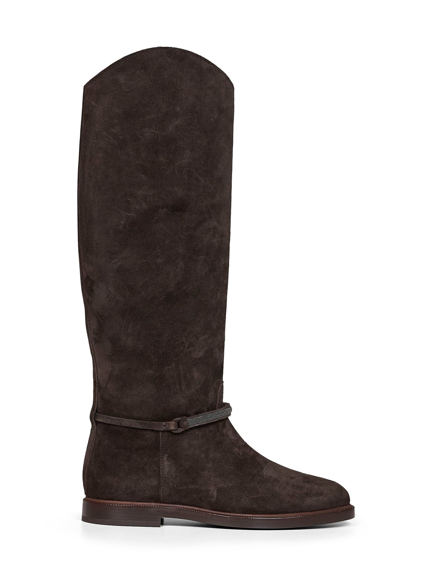 Brunello Cucinelli Women Pepper Suede Boot With Precious Strap BRUNELLO CUCINELLI