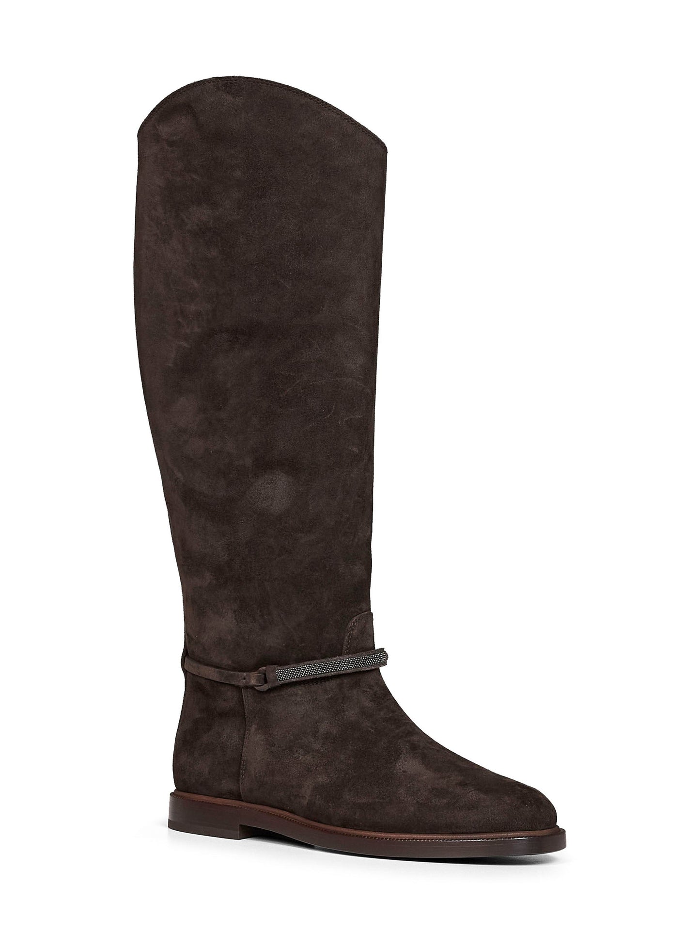 Brunello Cucinelli Women Pepper Suede Boot With Precious Strap BRUNELLO CUCINELLI