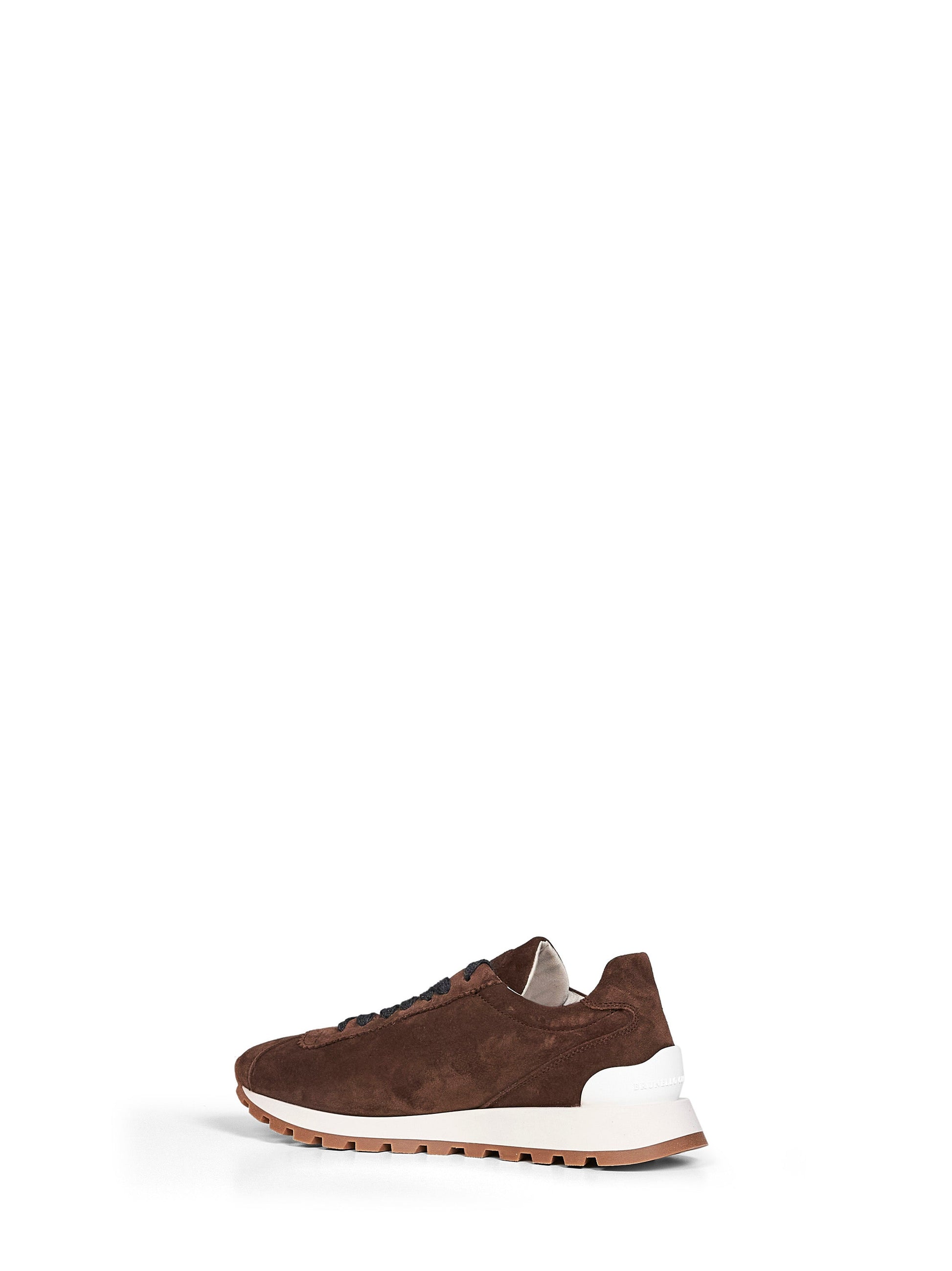 Brunello Cucinelli Women Espresso Suede Runners With Shiny Tab BRUNELLO CUCINELLI