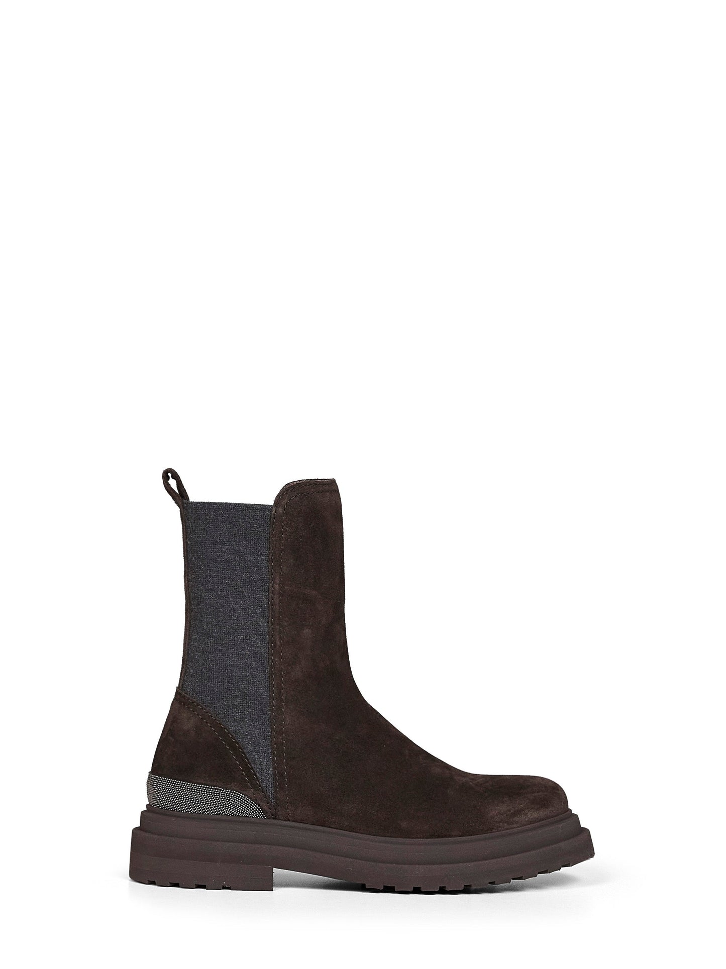 Brunello Cucinelli Women Pepper Suede Ankle Boots With Precious Detail BRUNELLO CUCINELLI