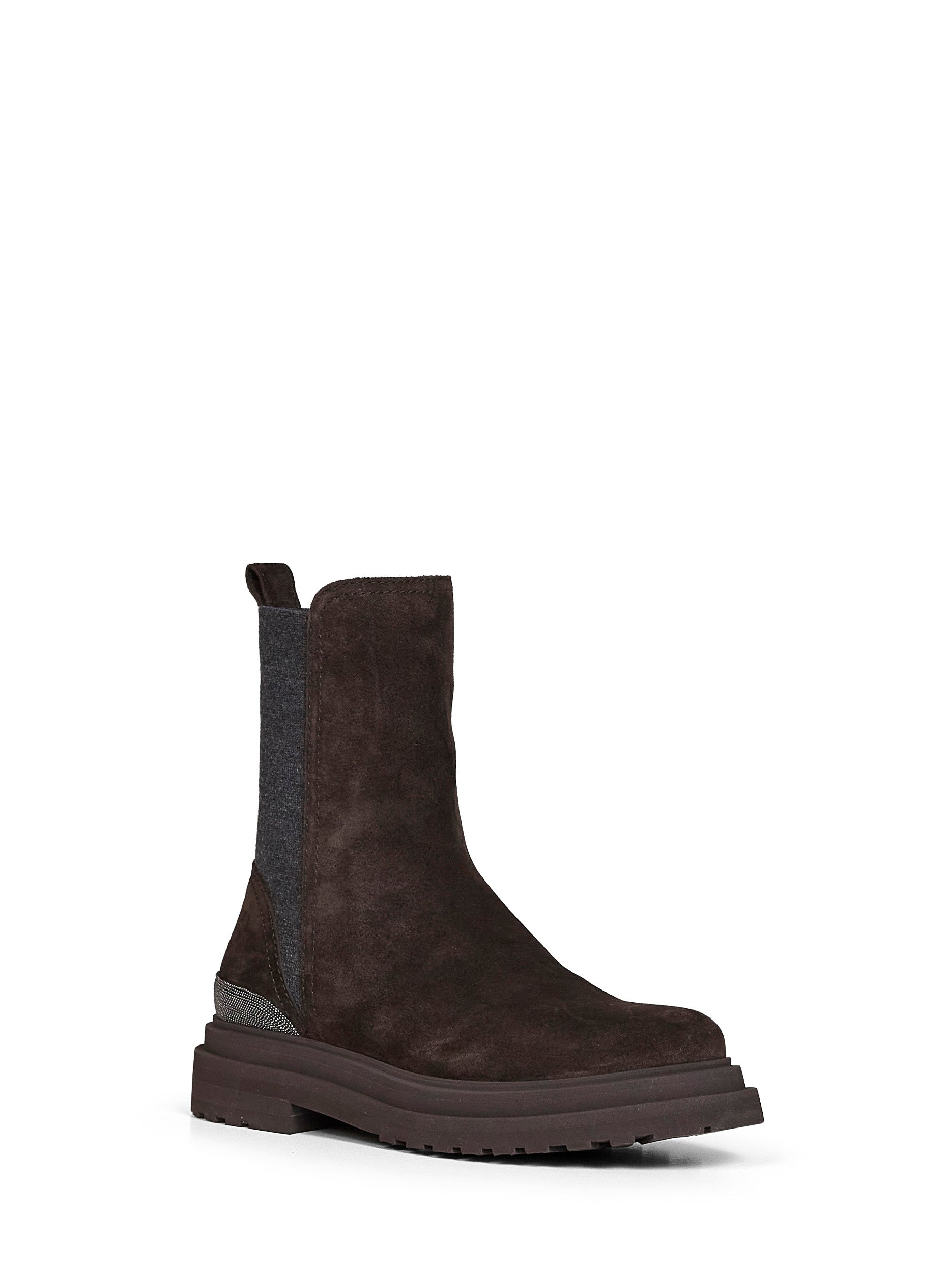Brunello Cucinelli Women Pepper Suede Ankle Boots With Precious Detail BRUNELLO CUCINELLI