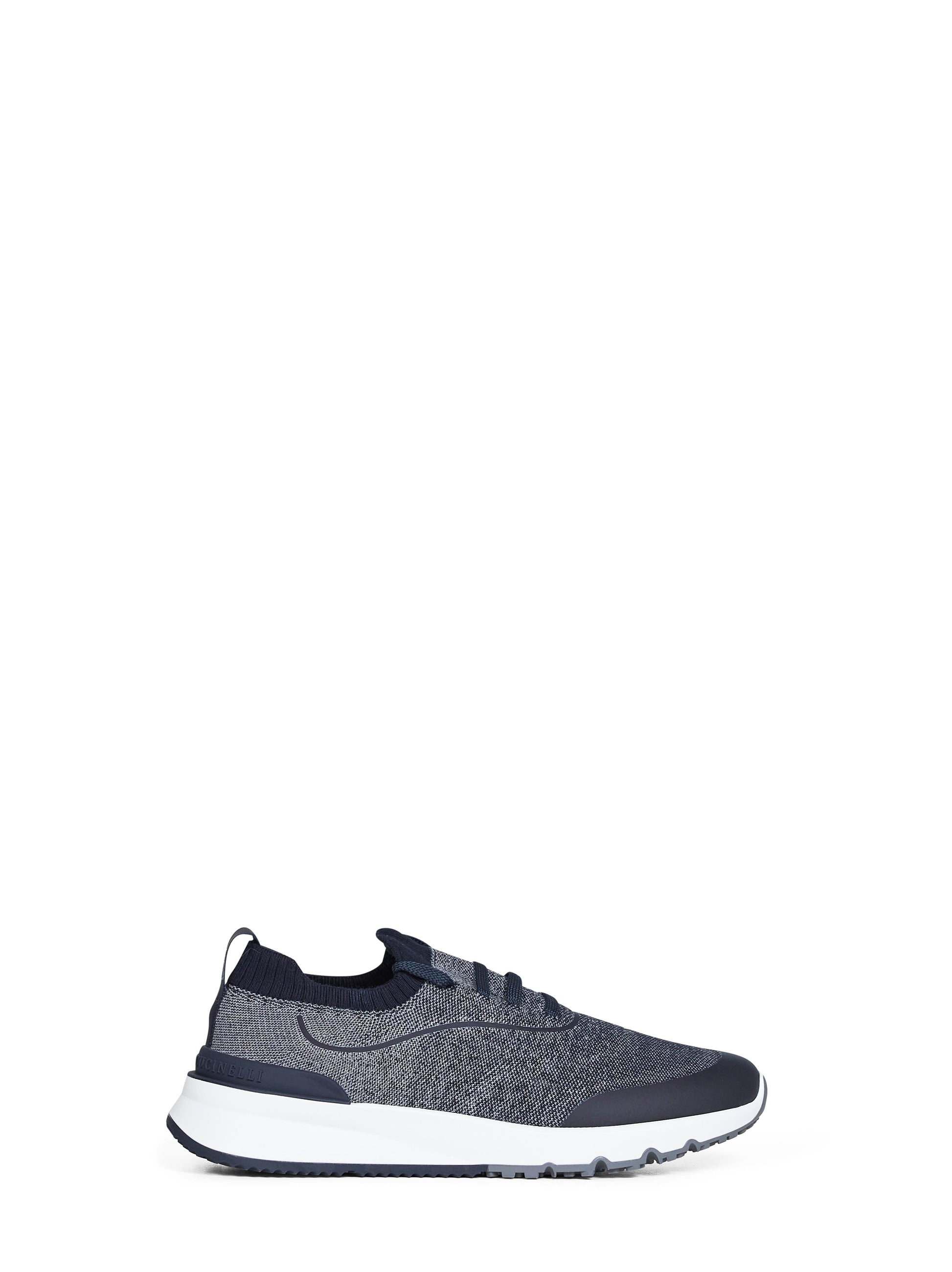Brunello Cucinelli Men Navy Blue Techno Cotton Knit Runners BRUNELLO CUCINELLI