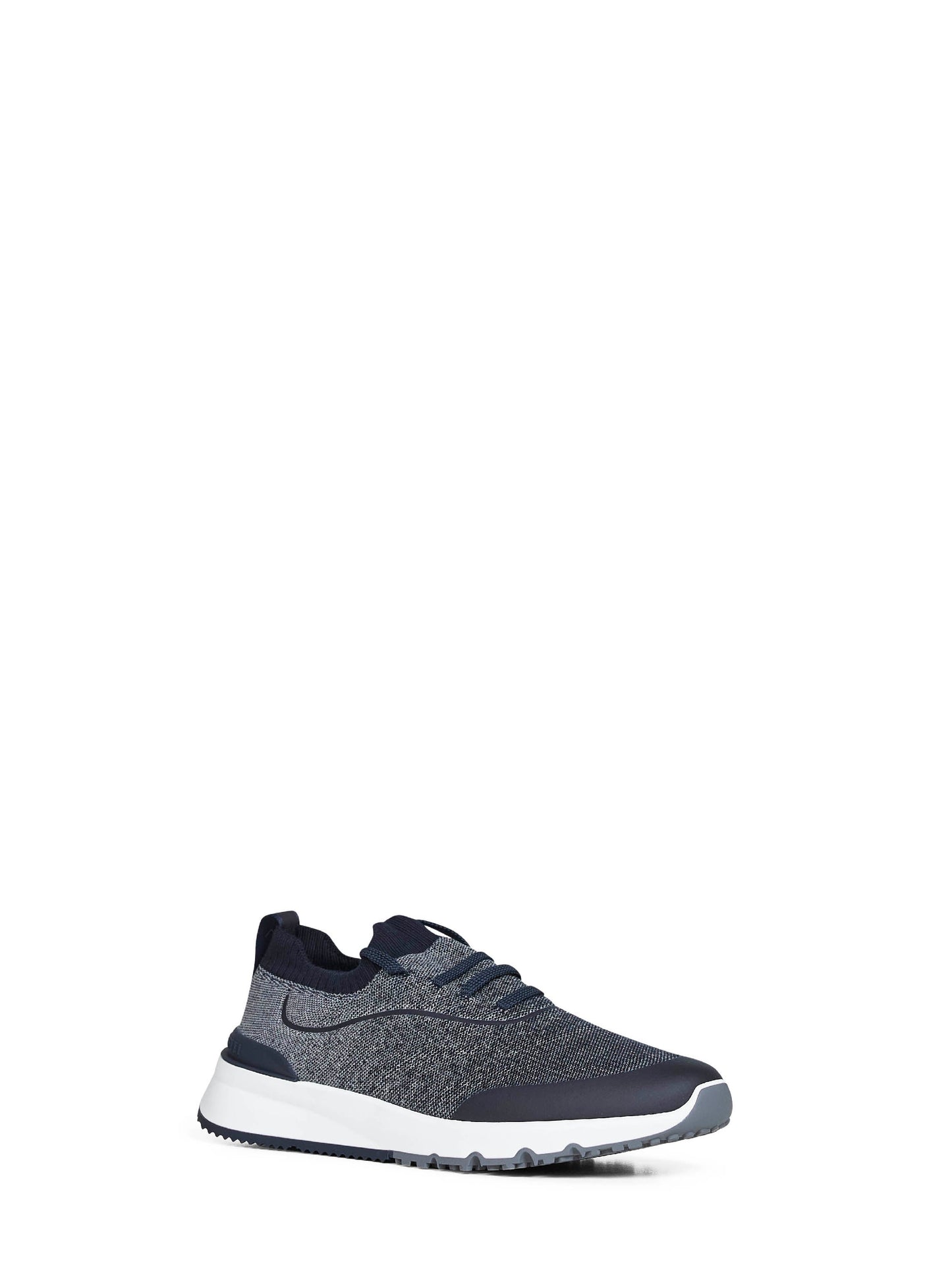 Brunello Cucinelli Men Navy Blue Techno Cotton Knit Runners BRUNELLO CUCINELLI