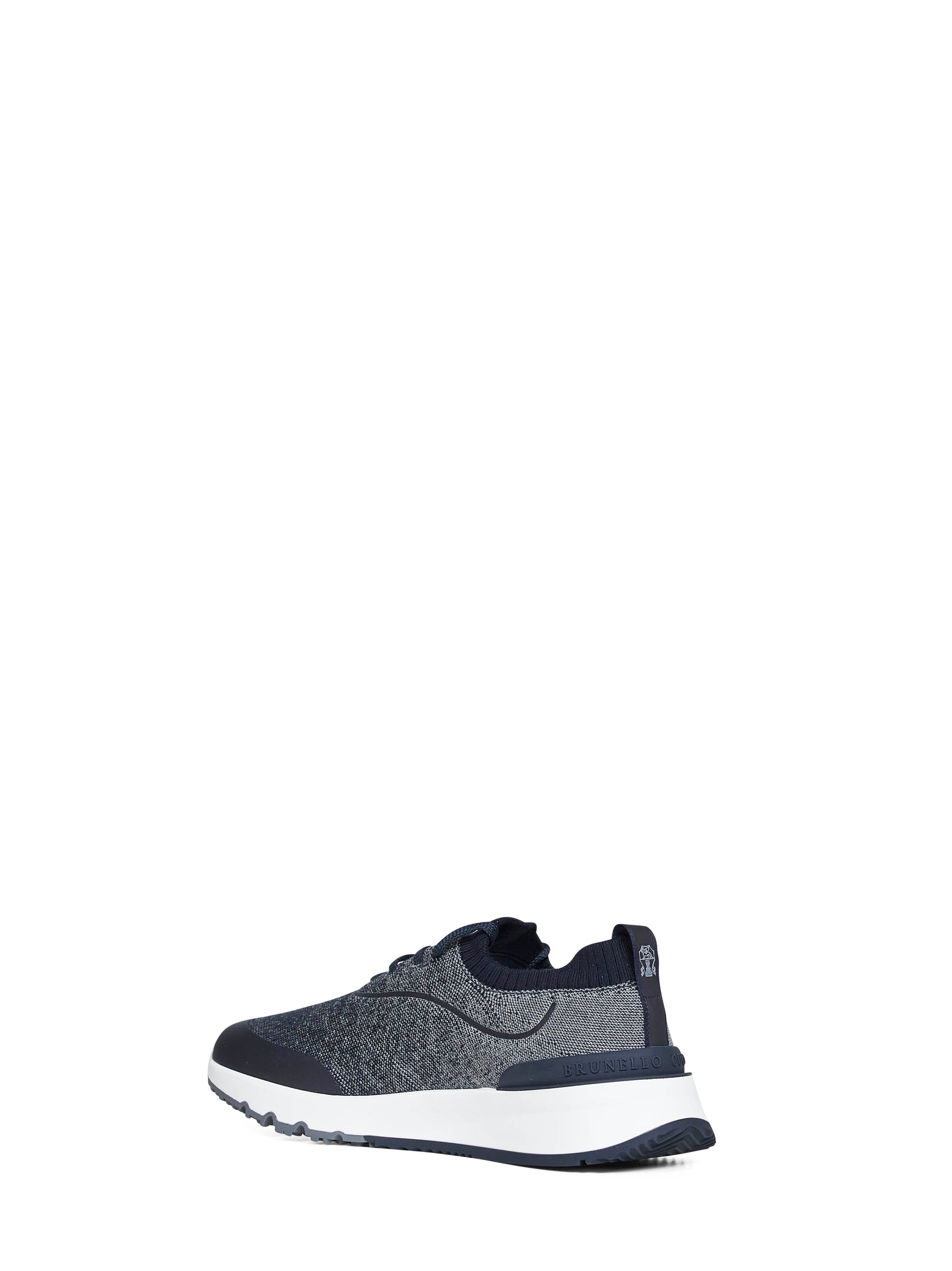 Brunello Cucinelli Men Navy Blue Techno Cotton Knit Runners BRUNELLO CUCINELLI