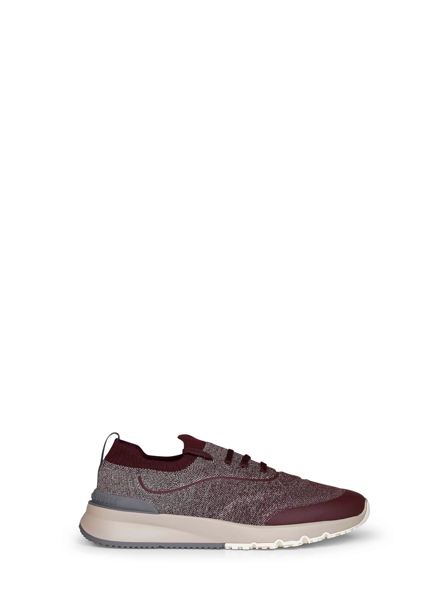 Brunello Cucinelli Men Stone And Burgundy Techno Cotton Knit Runners BRUNELLO CUCINELLI
