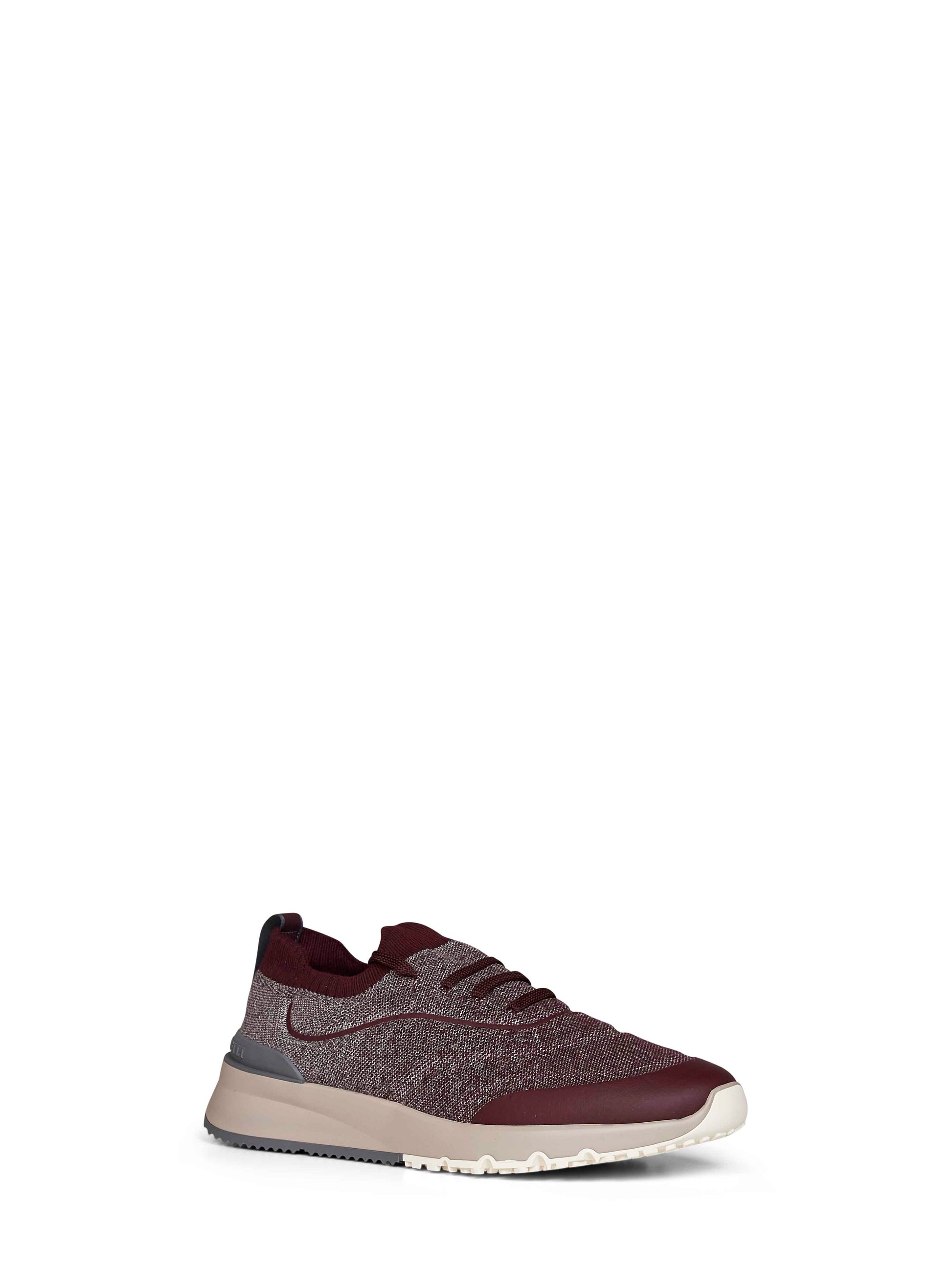 Brunello Cucinelli Men Stone And Burgundy Techno Cotton Knit Runners BRUNELLO CUCINELLI