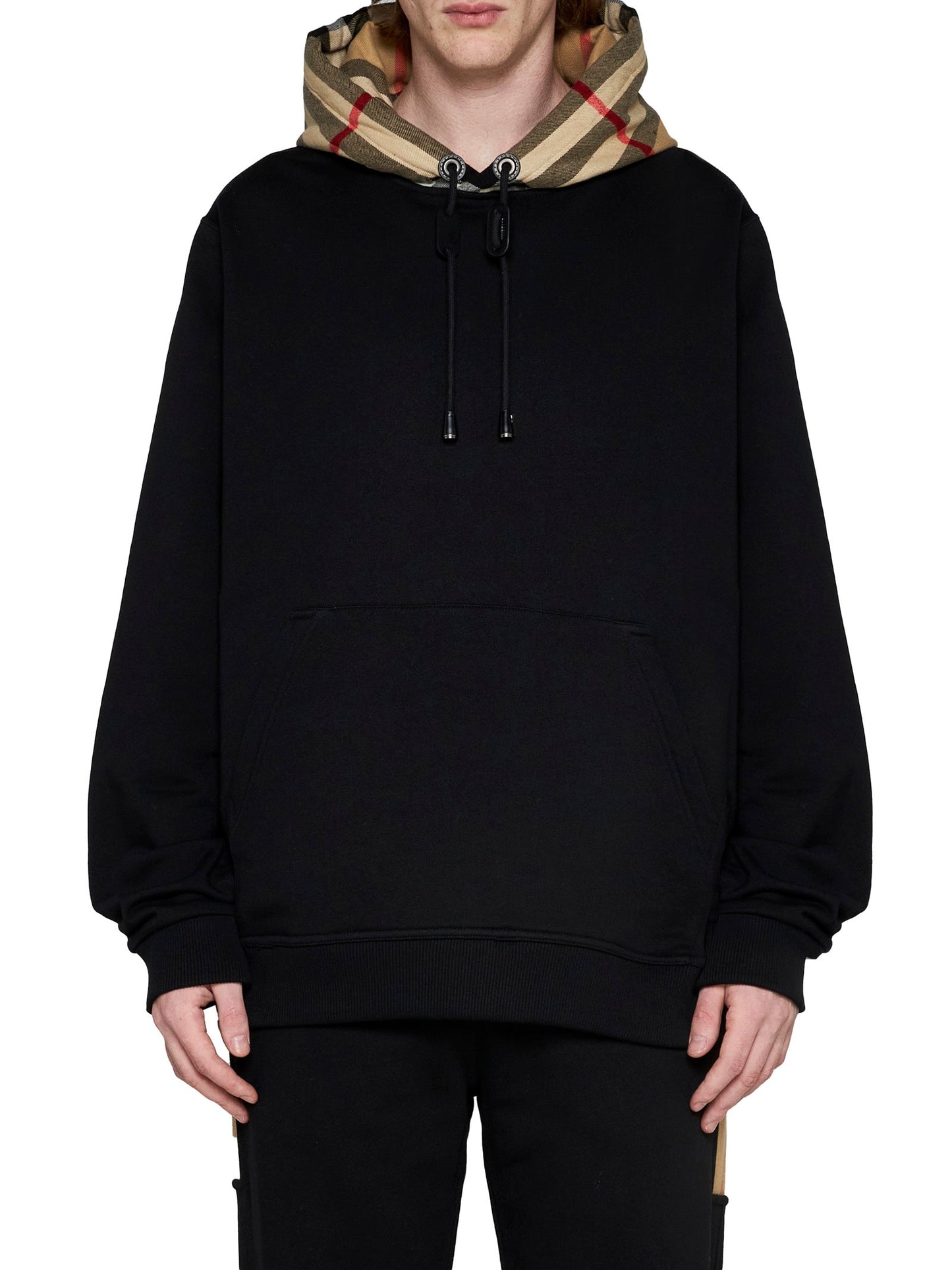 Burberry Men Checked Cotton Hoodie BURBERRY
