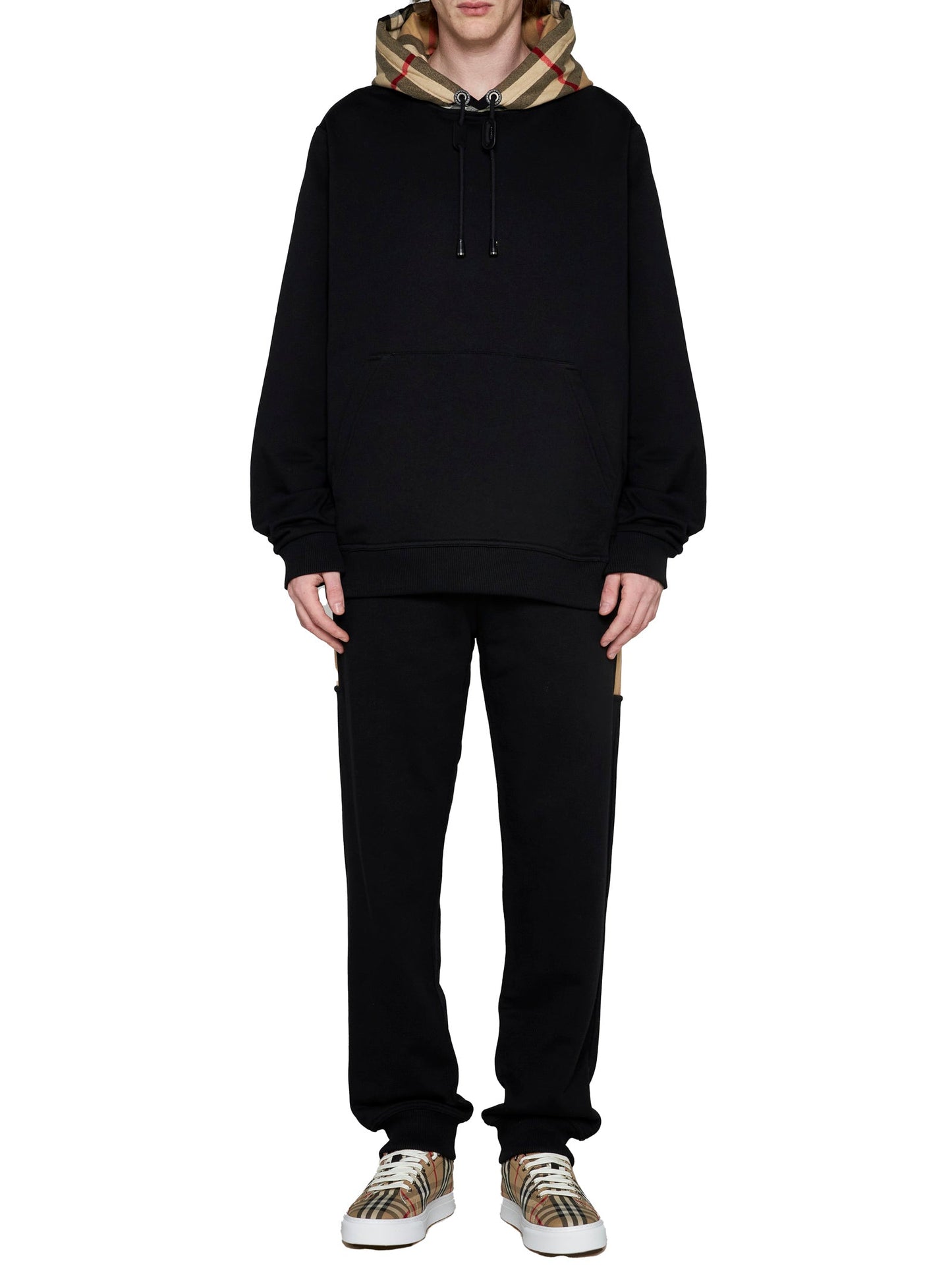 Burberry Men Checked Cotton Hoodie BURBERRY