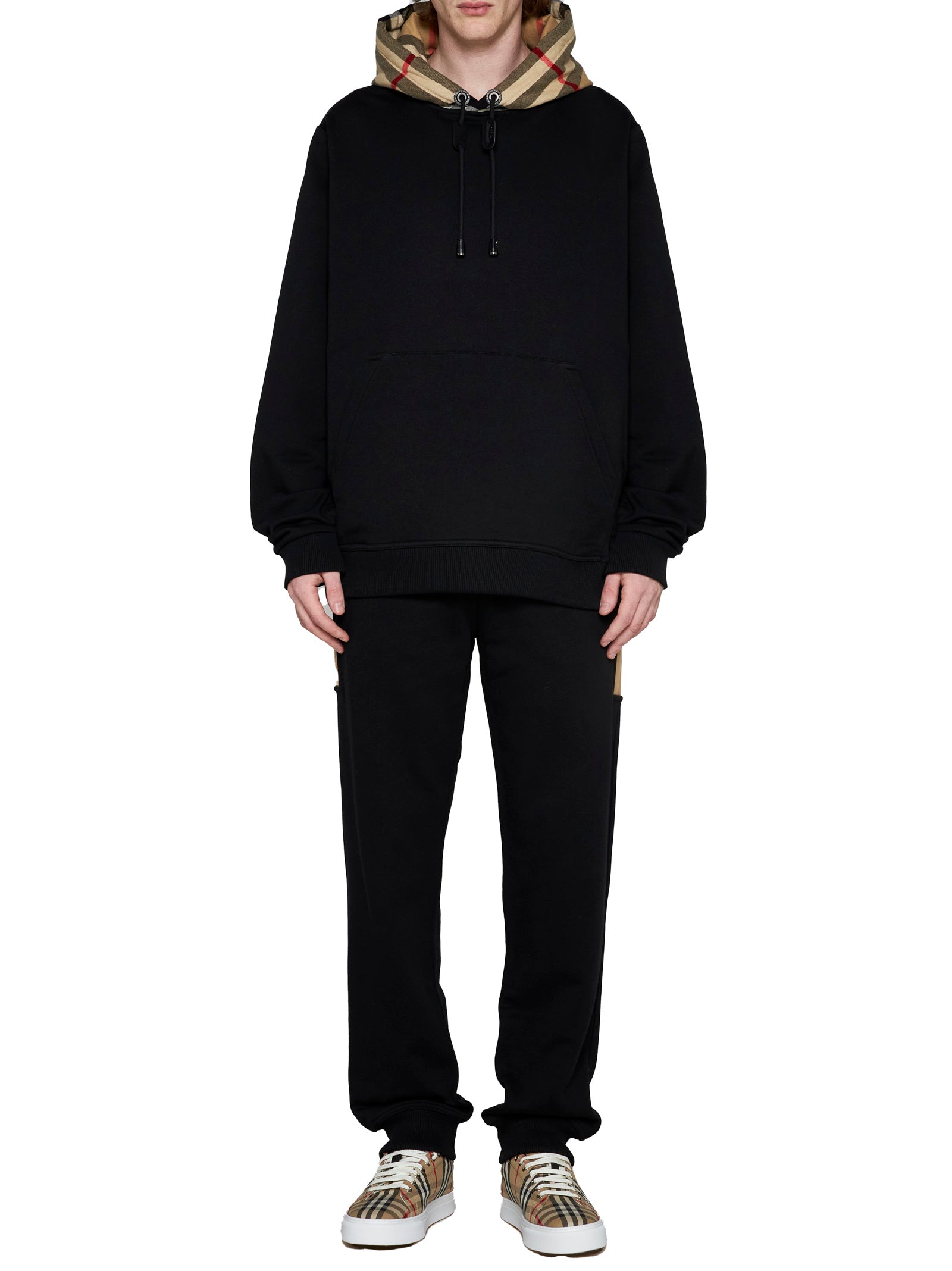 Burberry Men Checked Cotton Hoodie BURBERRY
